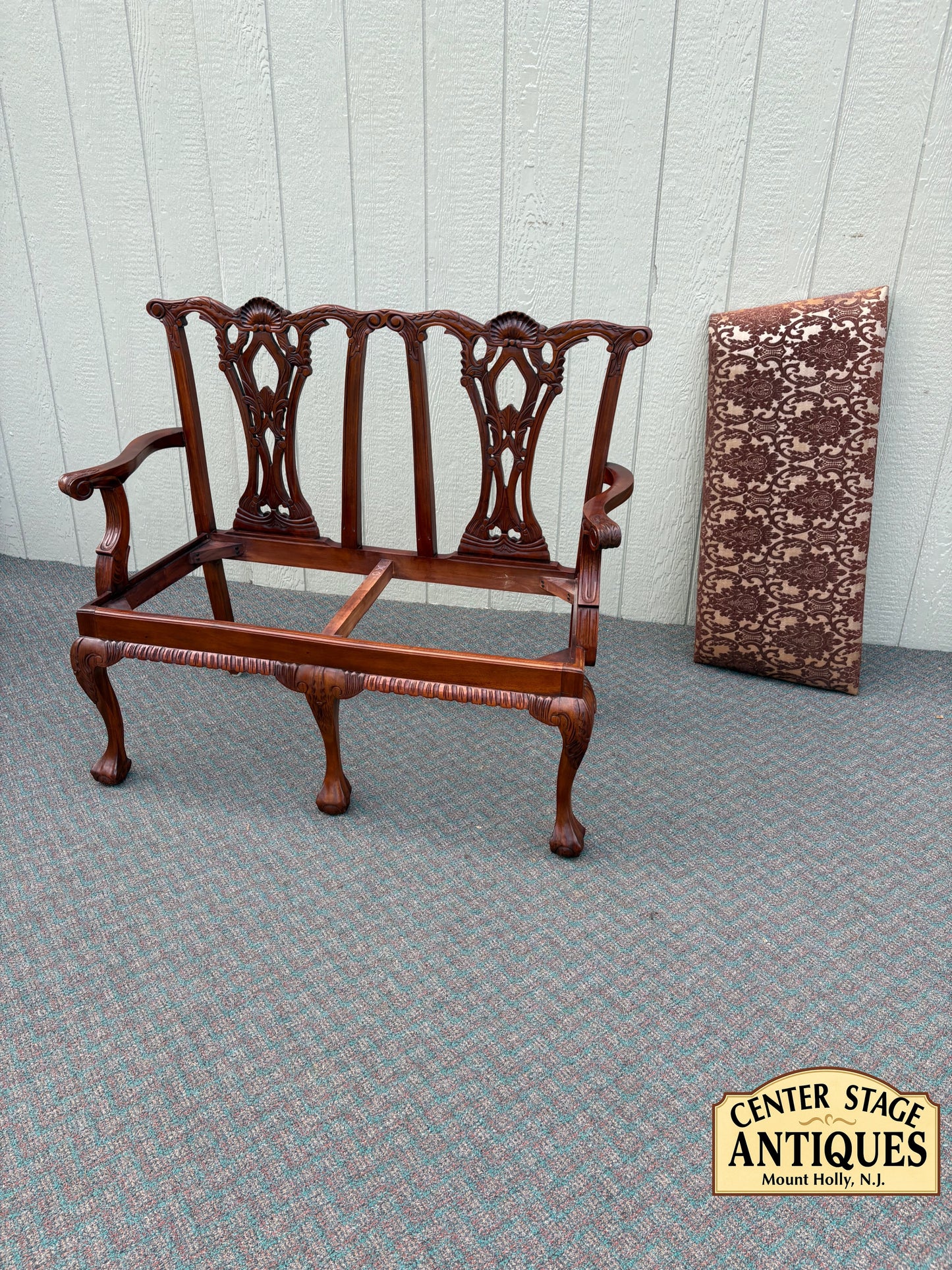 67716 Chippendale Style Mahogany Loveseat with Carved Details