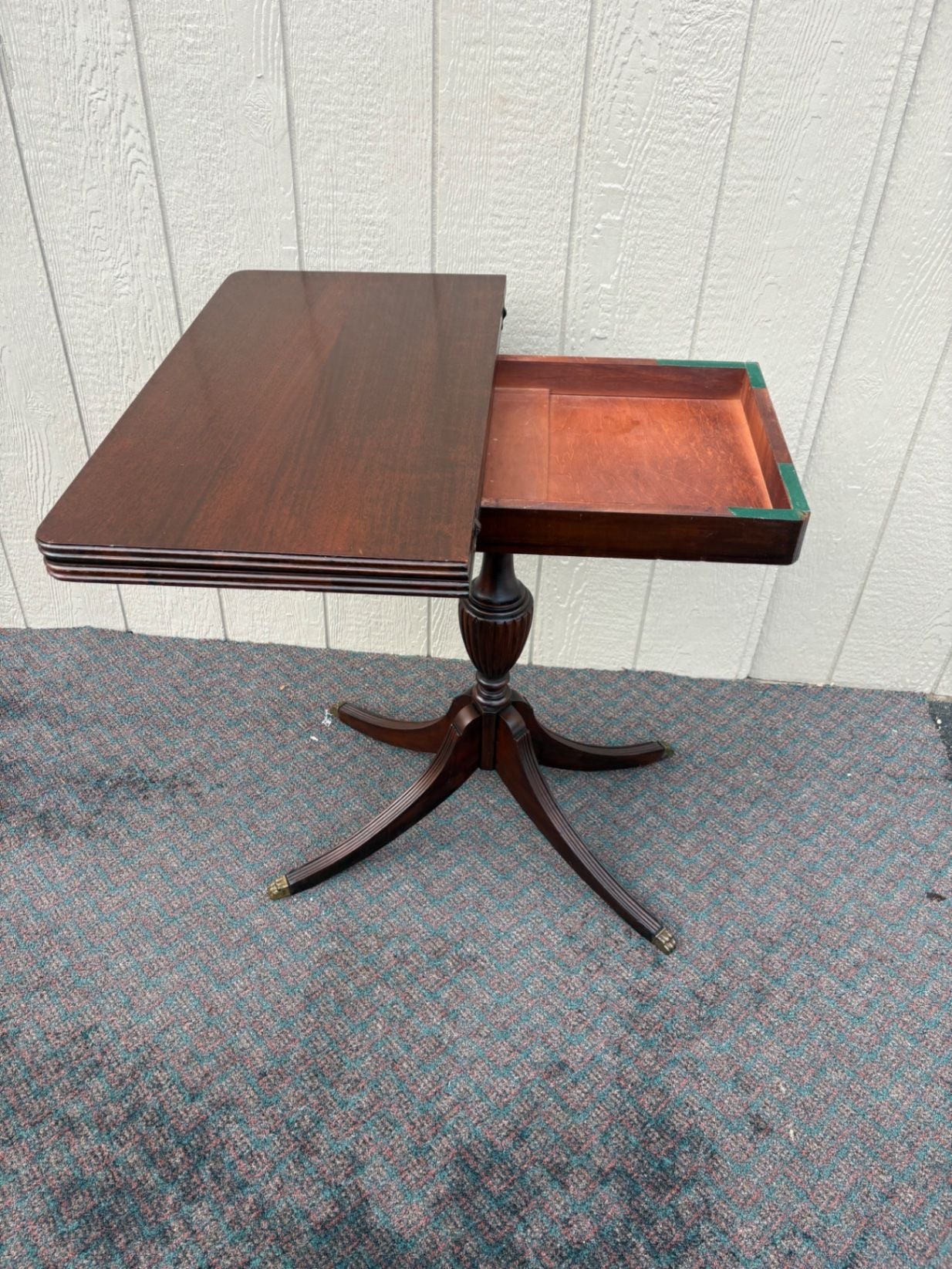 67459  Vintage Mahogany Flip Top Game Table with Pedestal Base