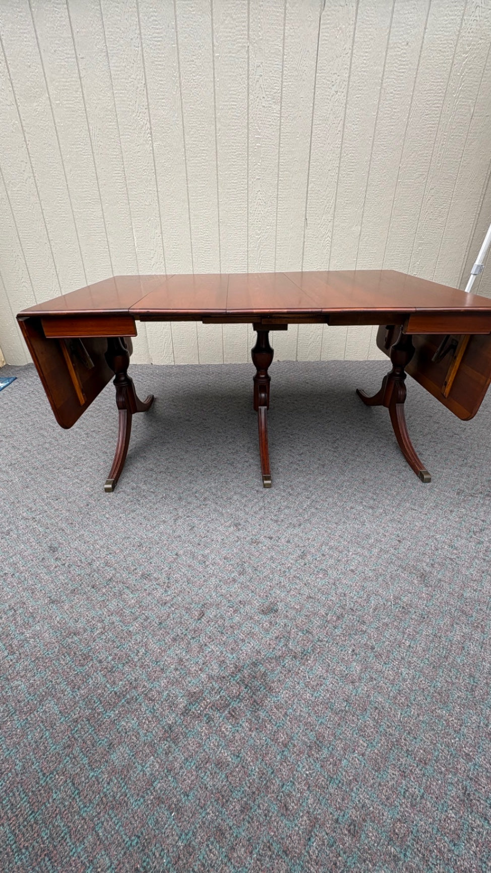 67867  Mid-century Solid Cherry Modern Drop Leaf Dining Table with Three Leaves