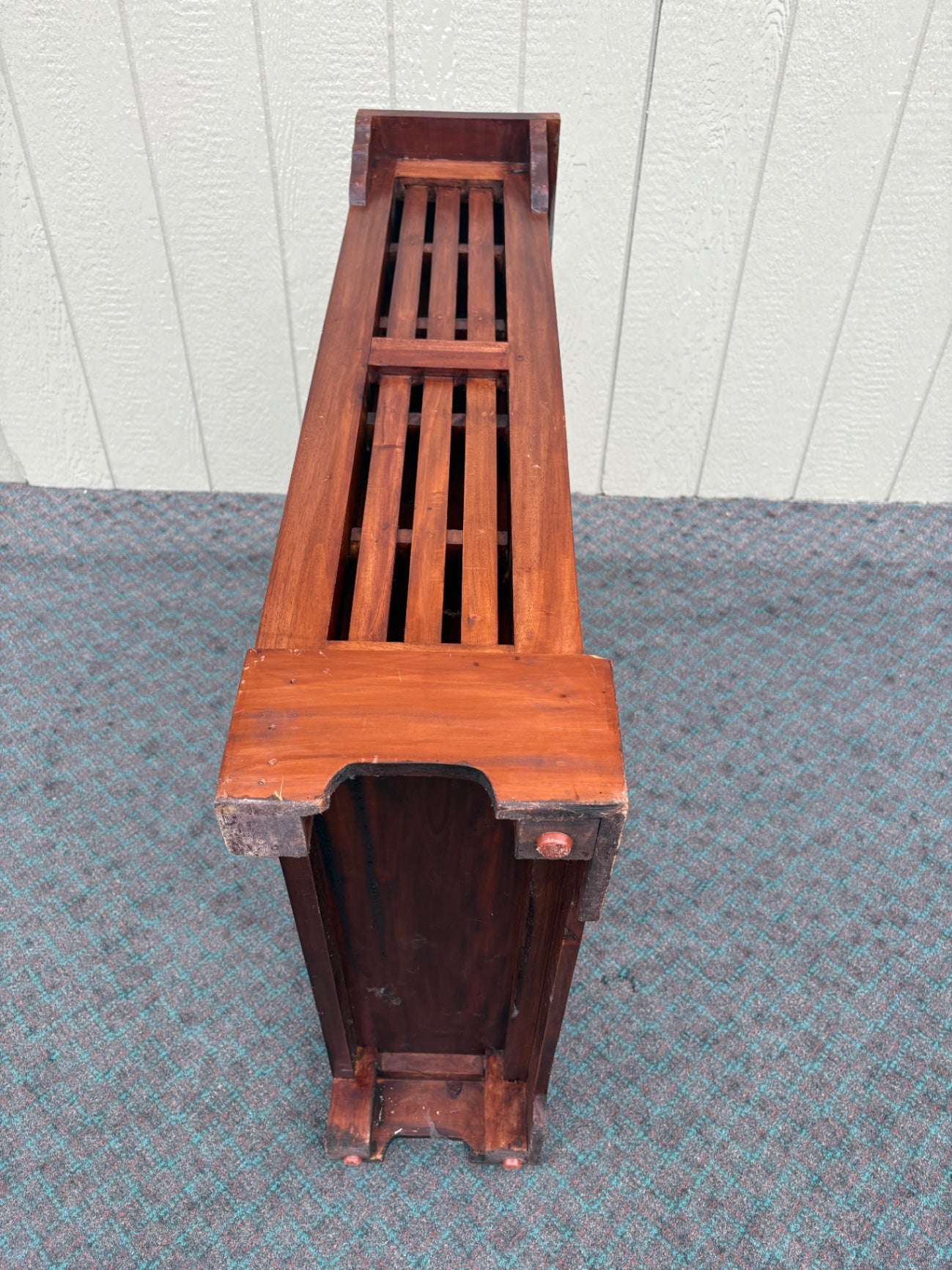 68101 Mission Style Mahogany Bookcase with Slatted Sides, 4 Shelves