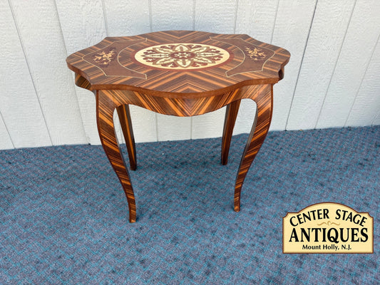 67967 Exquisite Inlaid Side Table with Marquetry Design, French Style