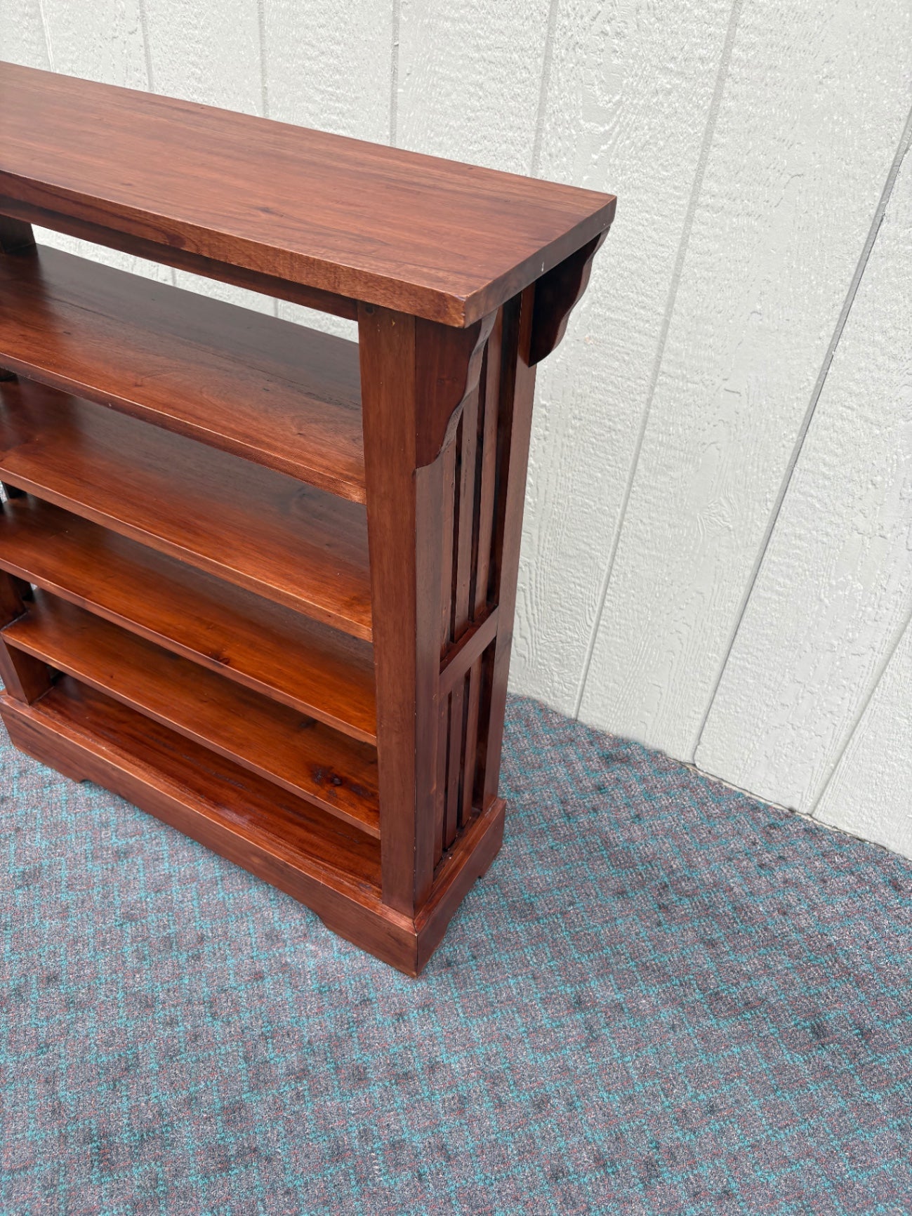 68101 Mission Style Mahogany Bookcase with Slatted Sides, 4 Shelves