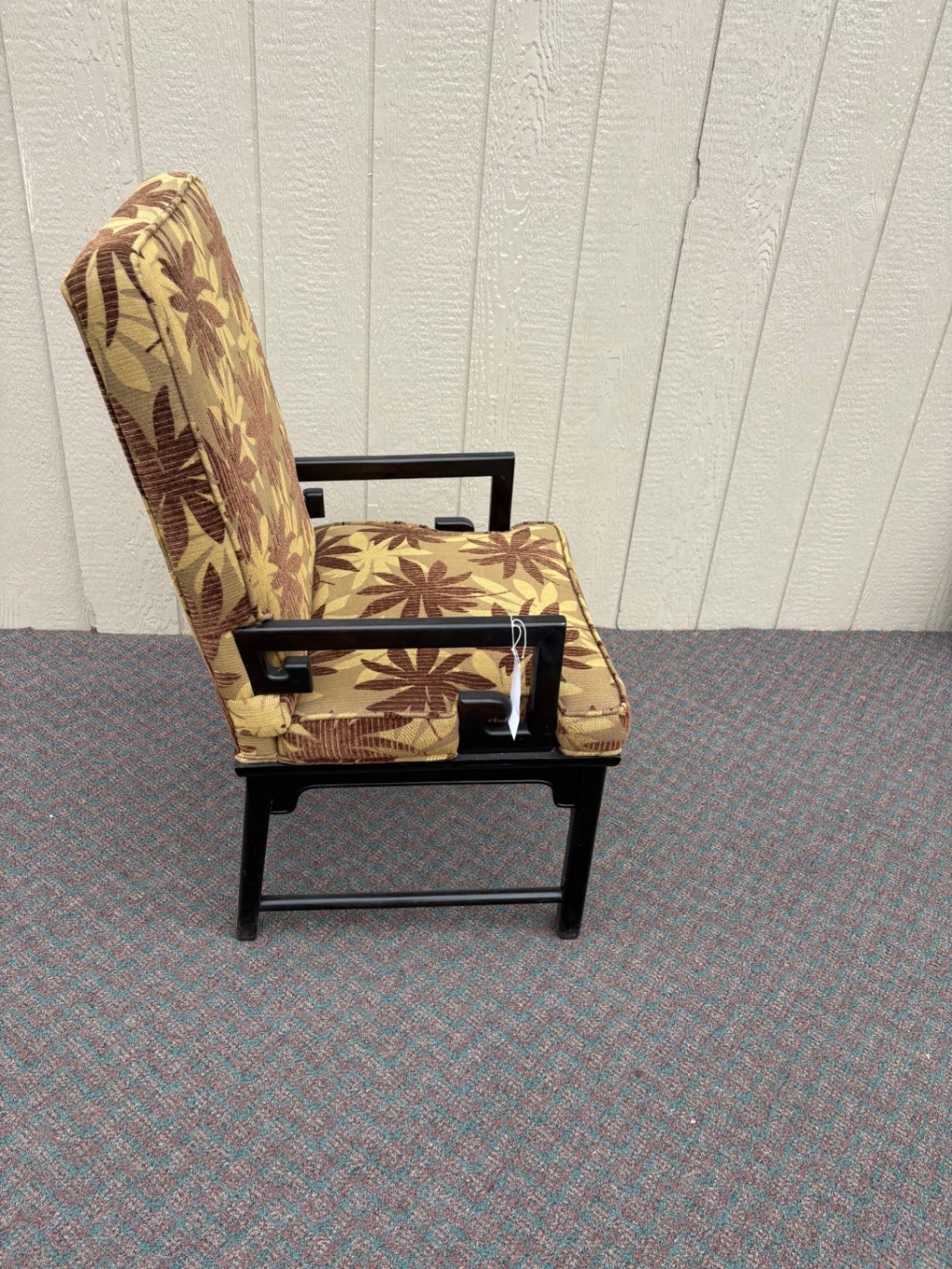 65672 Set of 6 Mid-Century Modern Dining Chairs with Floral Upholstery