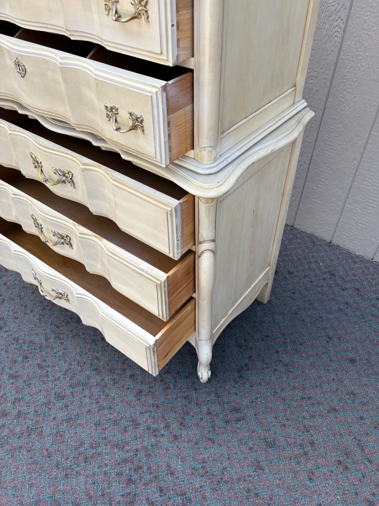 67948 Elegant French Provincial Tall Chest of Drawers in Cream Finish