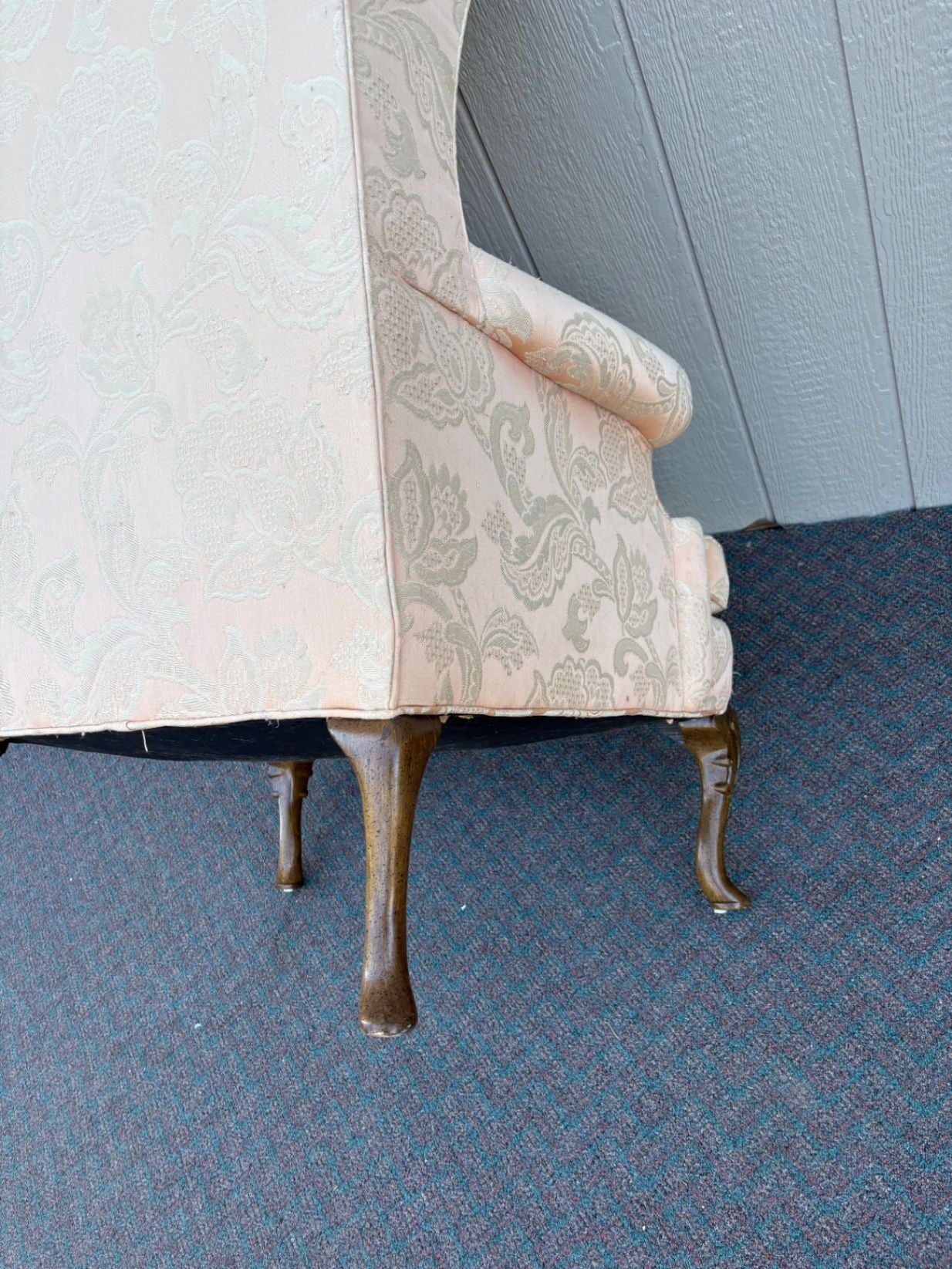 67593  Pair of Sherrill Wing Chairs, Queen Anne Style, Upholstered