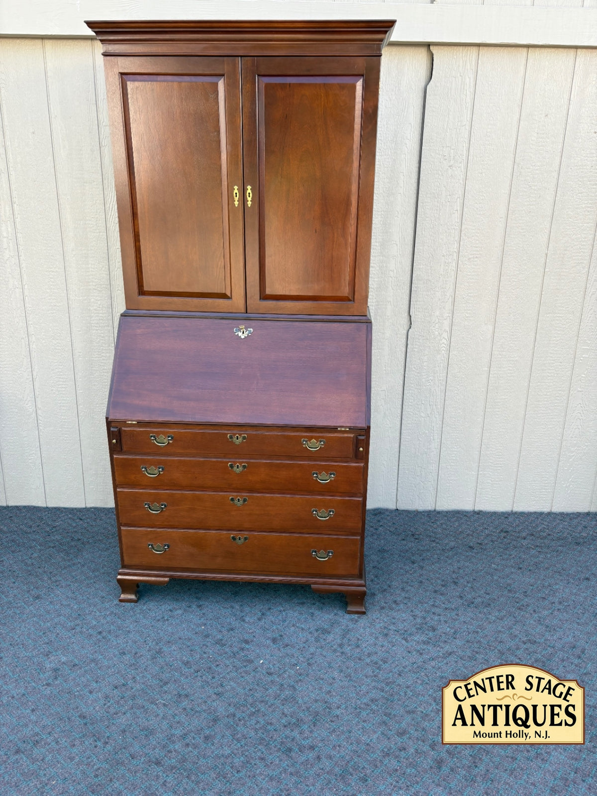 68195  Craftique Traditional Mahogany Secretary Desk with Hutch