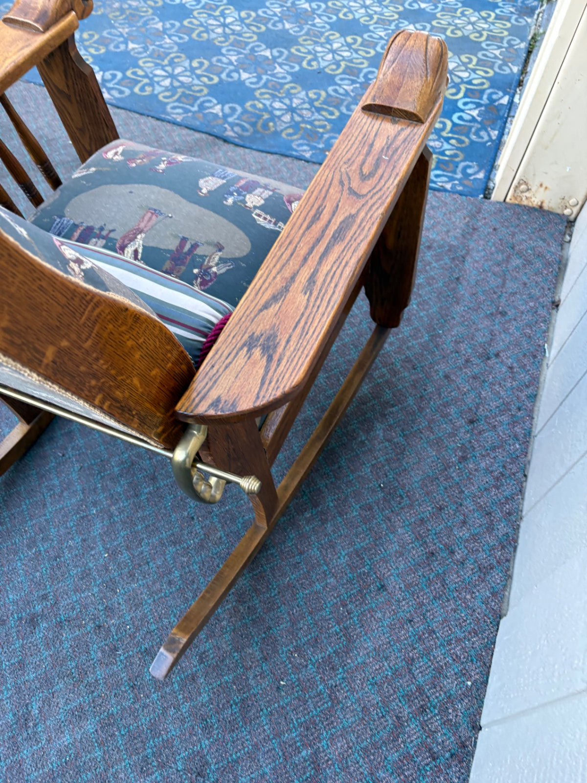 68235 Victorian Oak Morris Rocking Chair with Lion Carvings