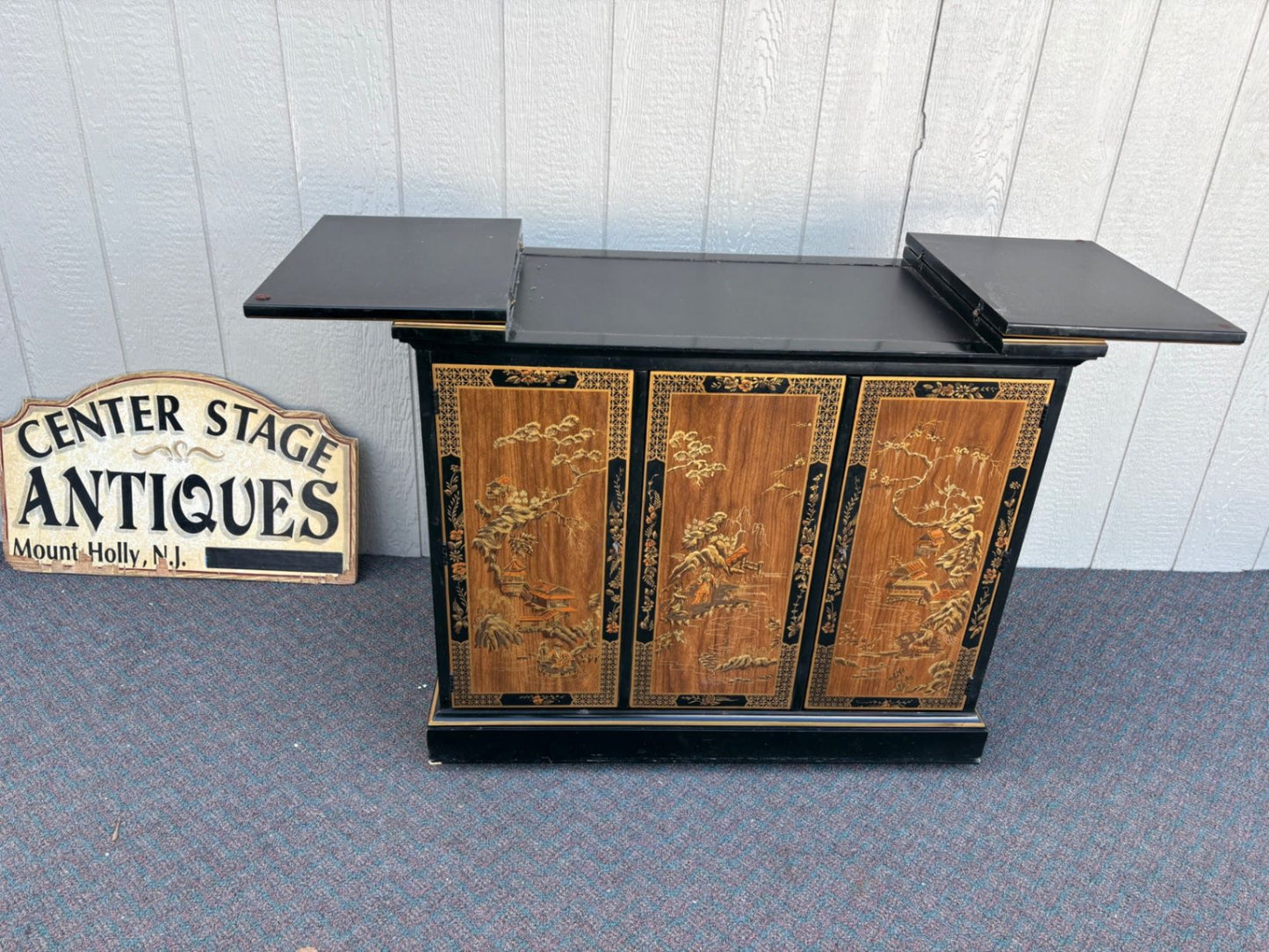 67425 Drexel Oriental Style Bar Cart with Expandable Top