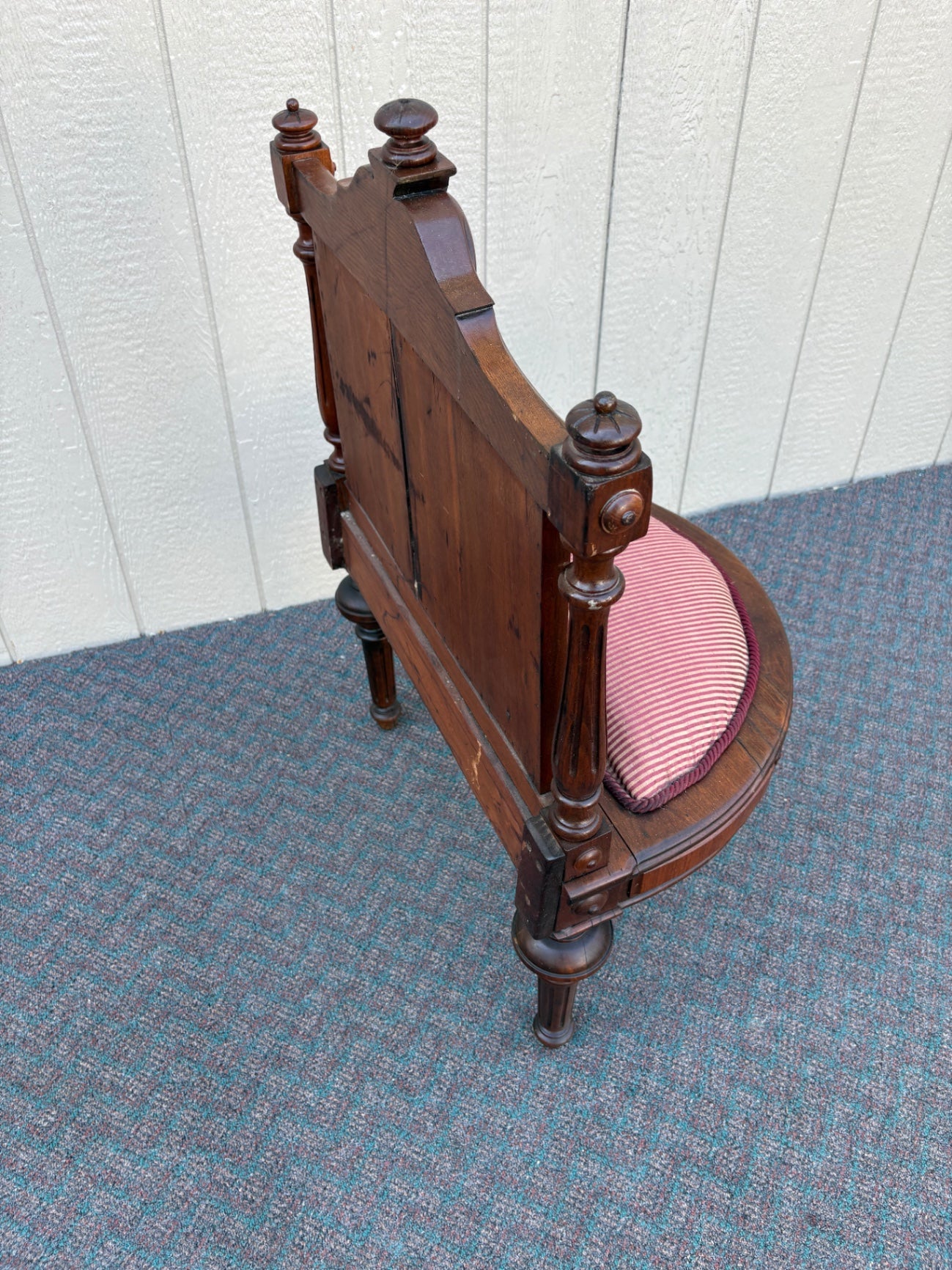 67841 Victorian Lift Seat Chair with Red Striped Upholstery
