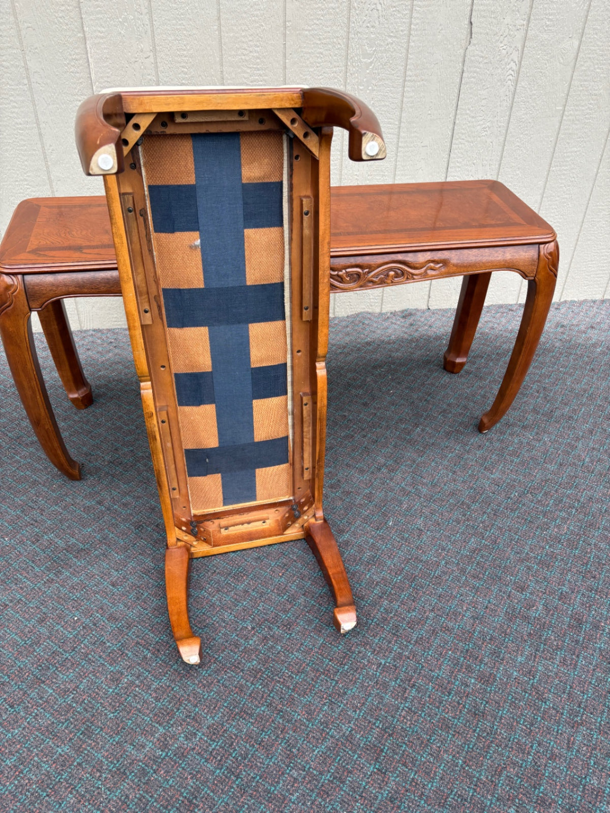 68143 Elegant Wood Console Table with Upholstered Bench Set