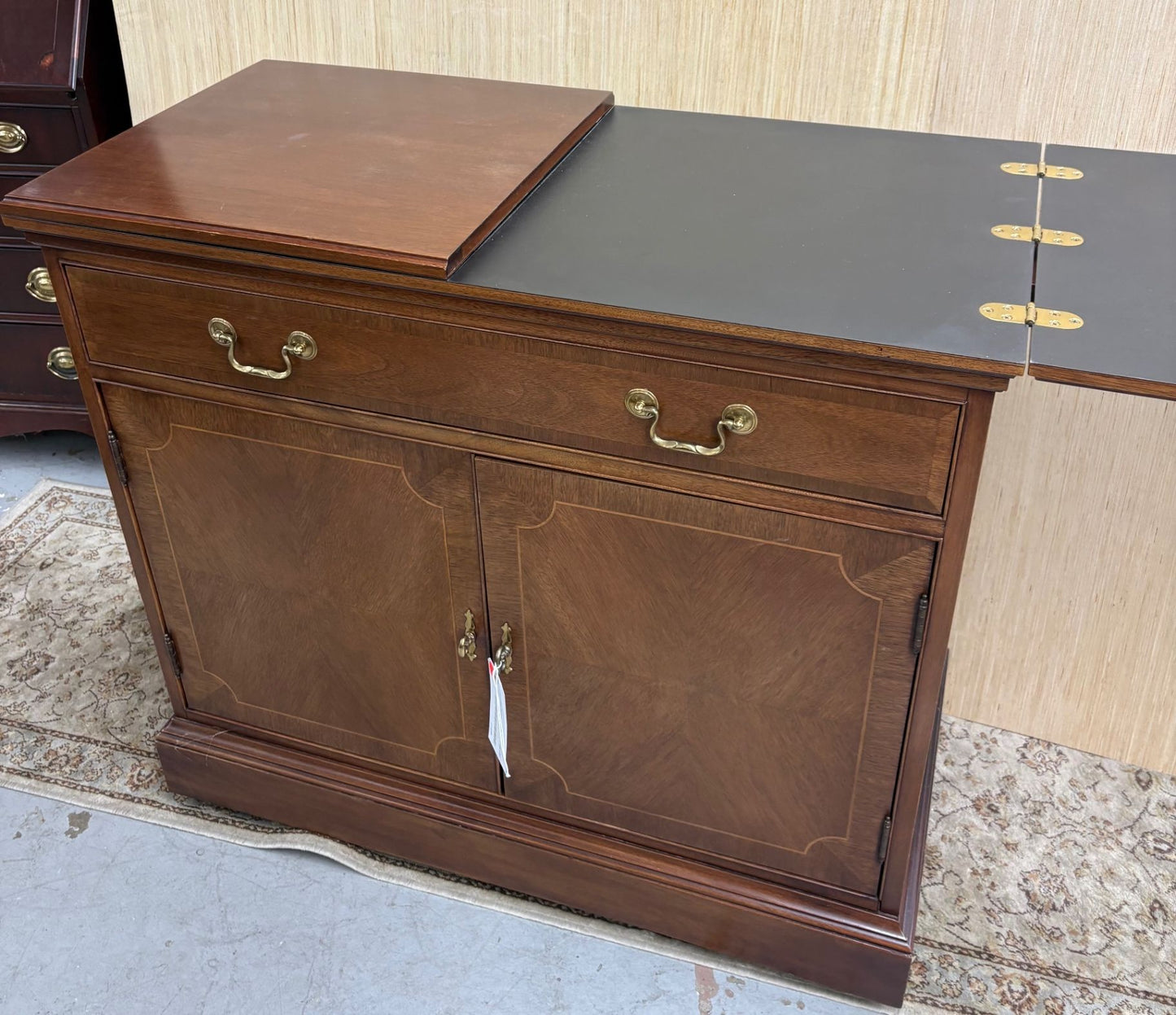 64128 Hickory chair Inlaid Bar Cart Server with Brass Hardware