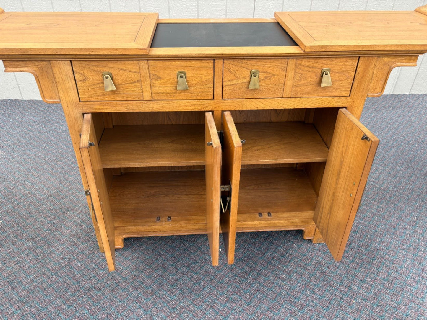 67587  Mid-Century Modern Bar Cart Server in Golden Oak
