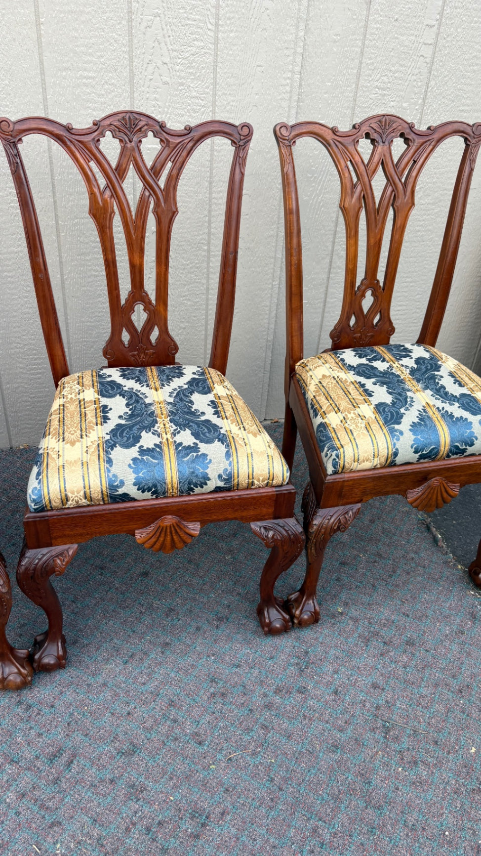 67883 Set of 6 Chippendale Style Mahogany Dining Chairs with Claw Feet