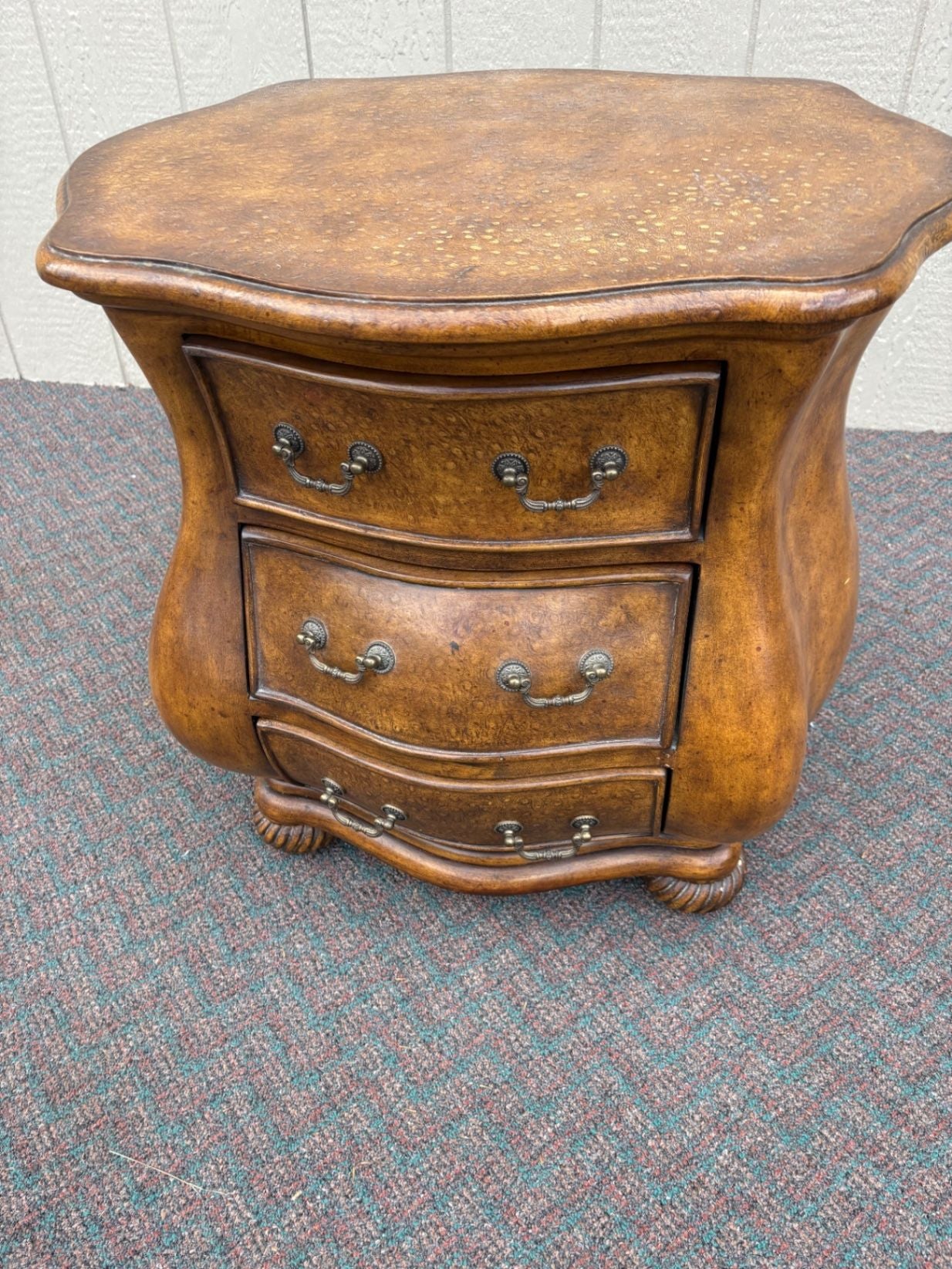 67583 Antique French Provincial Bombe Chest Nightstand