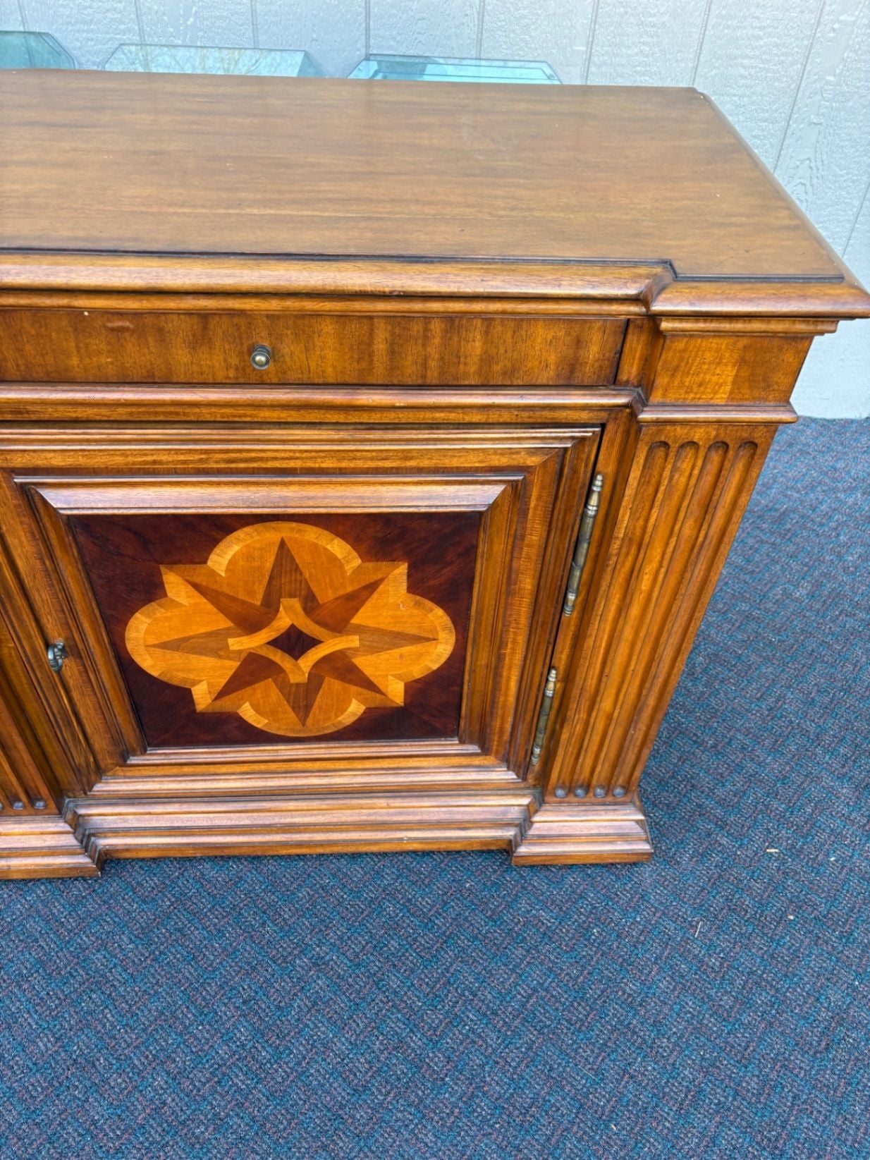 67471 Ethan Allen Marquetry Buffet with Star Inlay Design