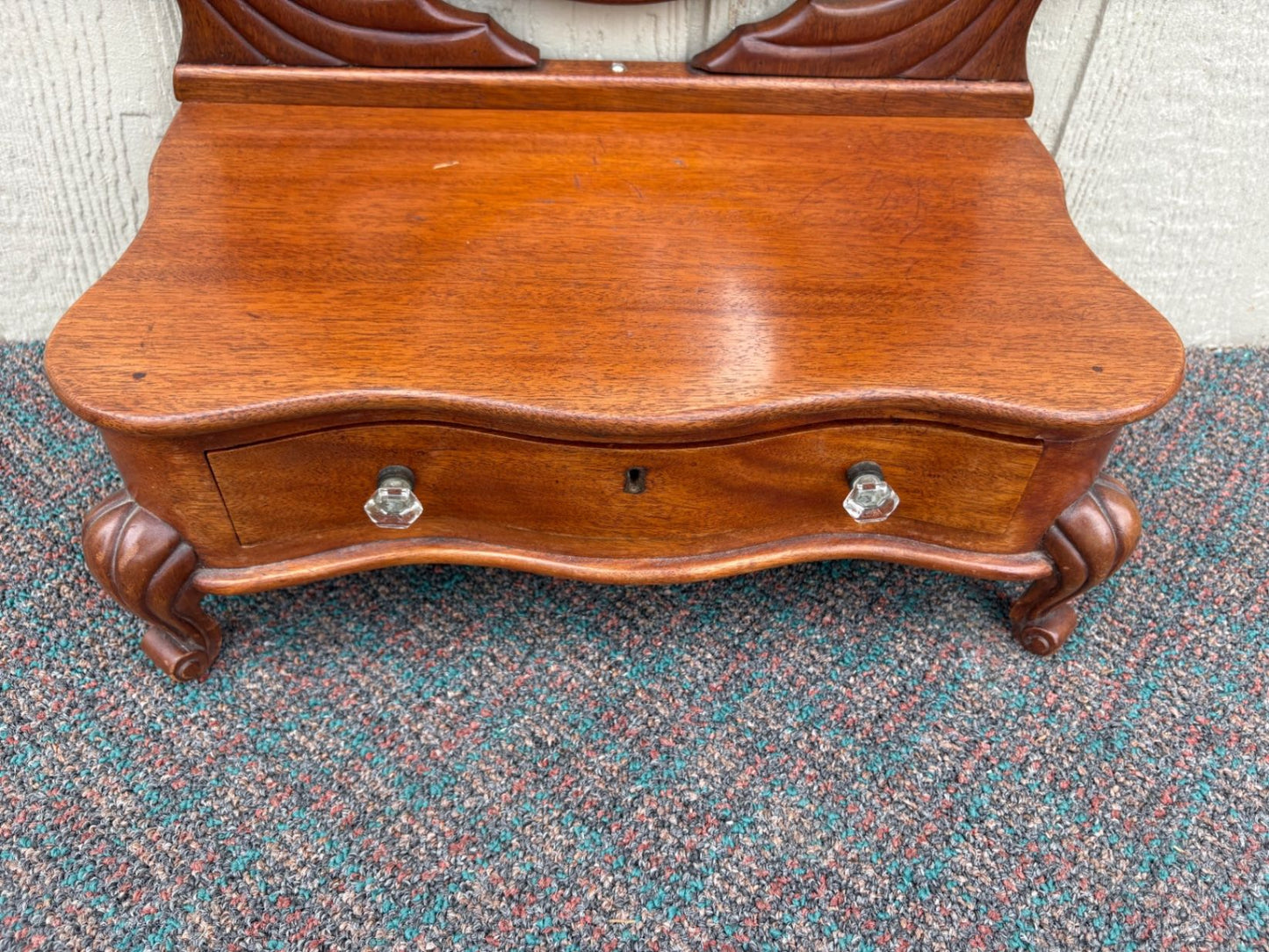67672 Antique Victorian Shaving Stand with Mirror and Drawer