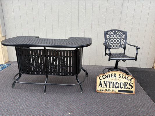 67751 Elegant Outdoor Patio Bar Set with Swivel Stool, Cast Aluminum