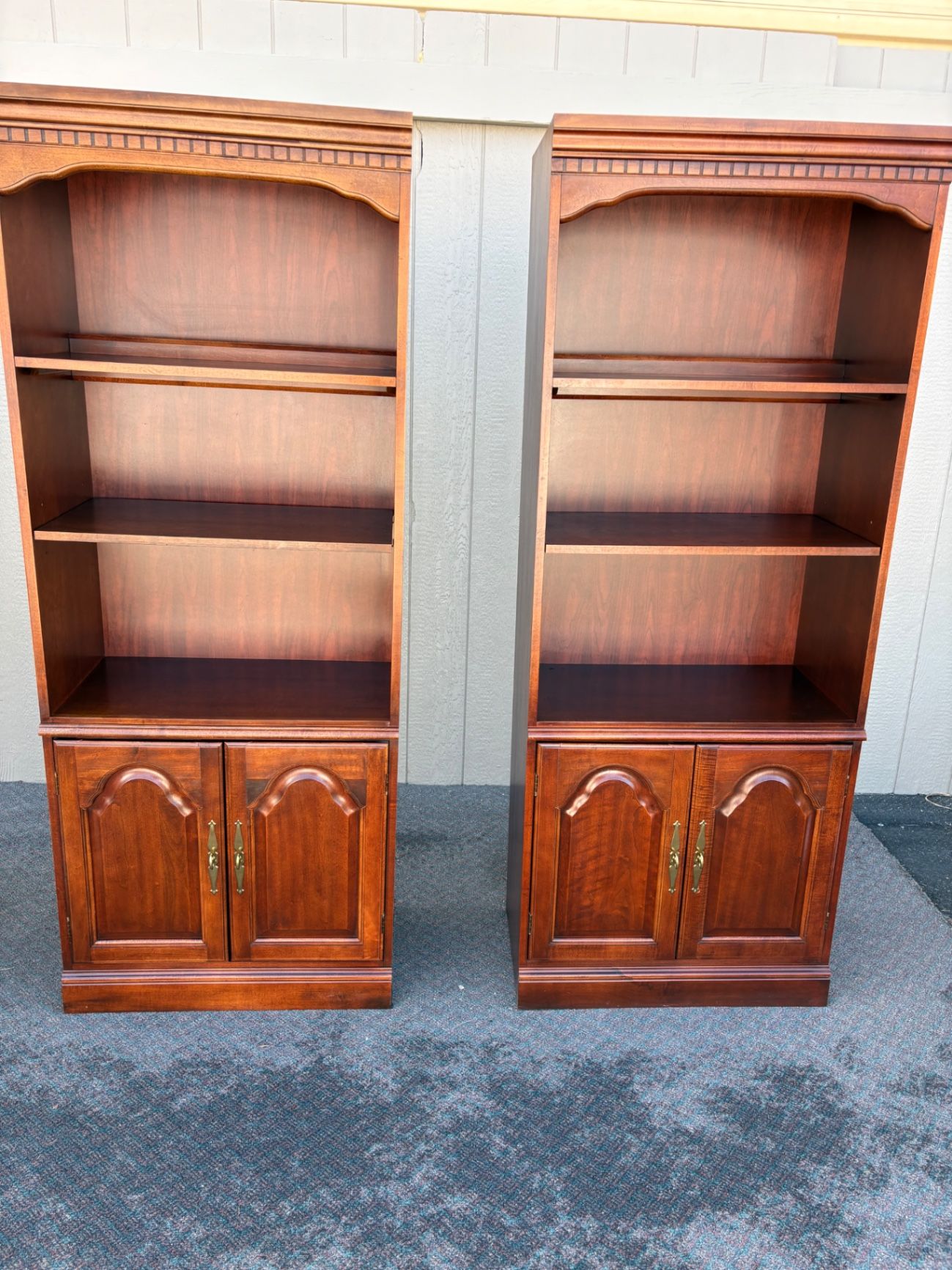 67482  Pair of Hooker Traditional Bookcase Cabinets in Rich Cherry Finish