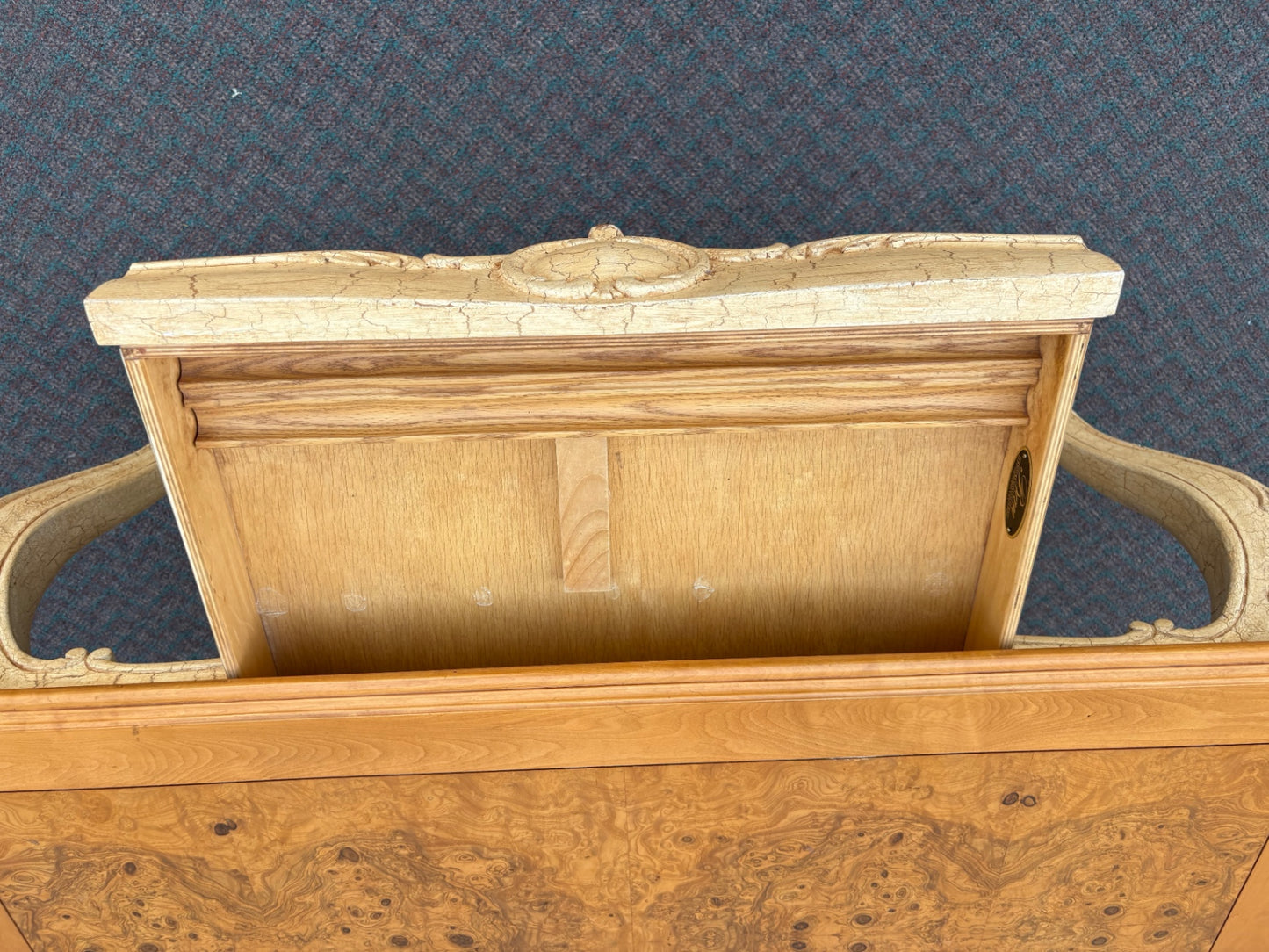67794 BAU Furniture  Rococo Style Burl Wood Desk with Carved Cabriole Legs