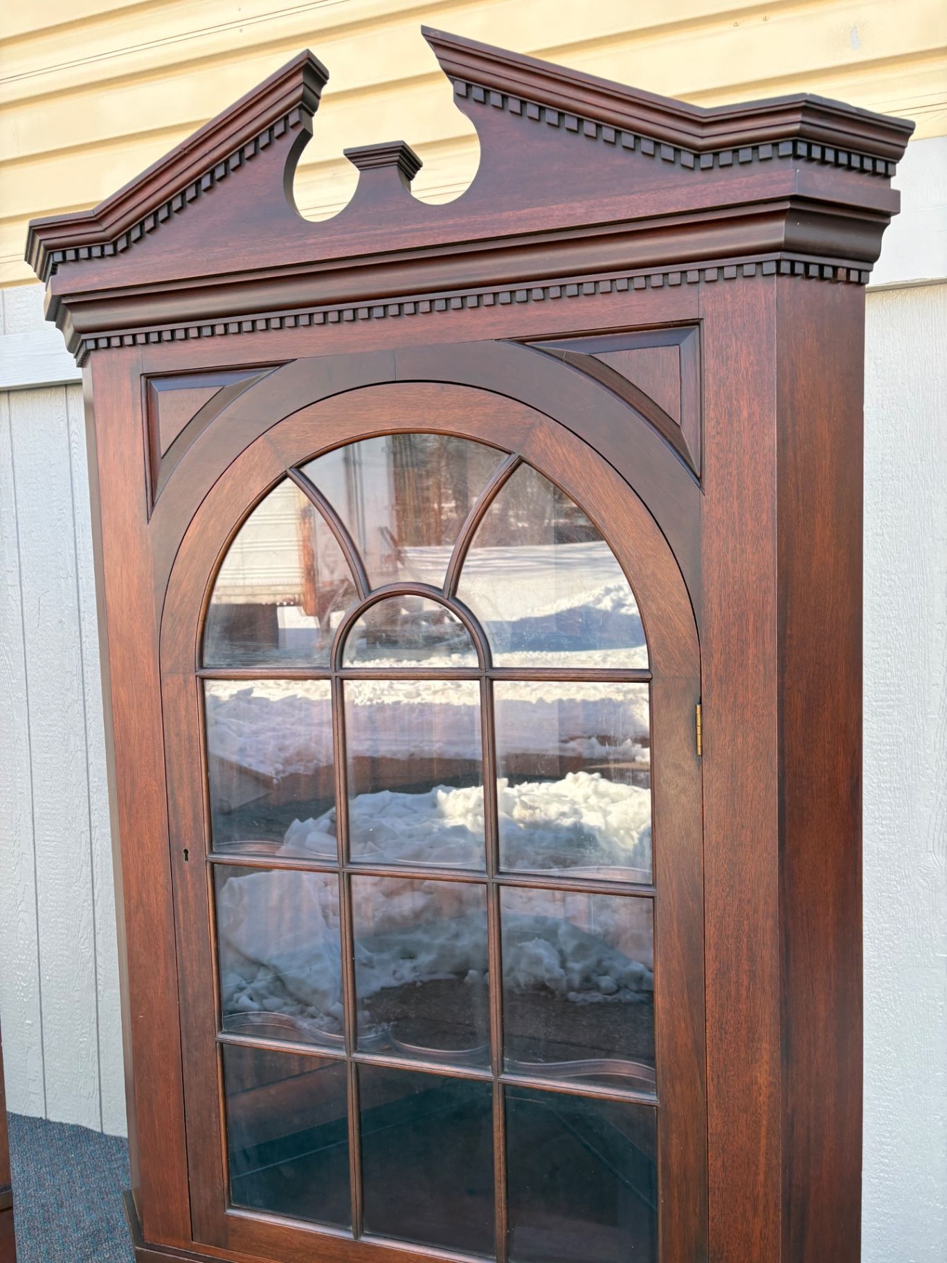 67464  Pair of Biggs Mahogany Corner Cabinets with Glass Doors
