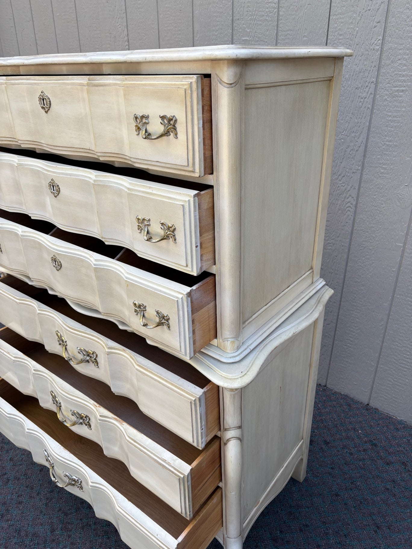 67948 Elegant French Provincial Tall Chest of Drawers in Cream Finish