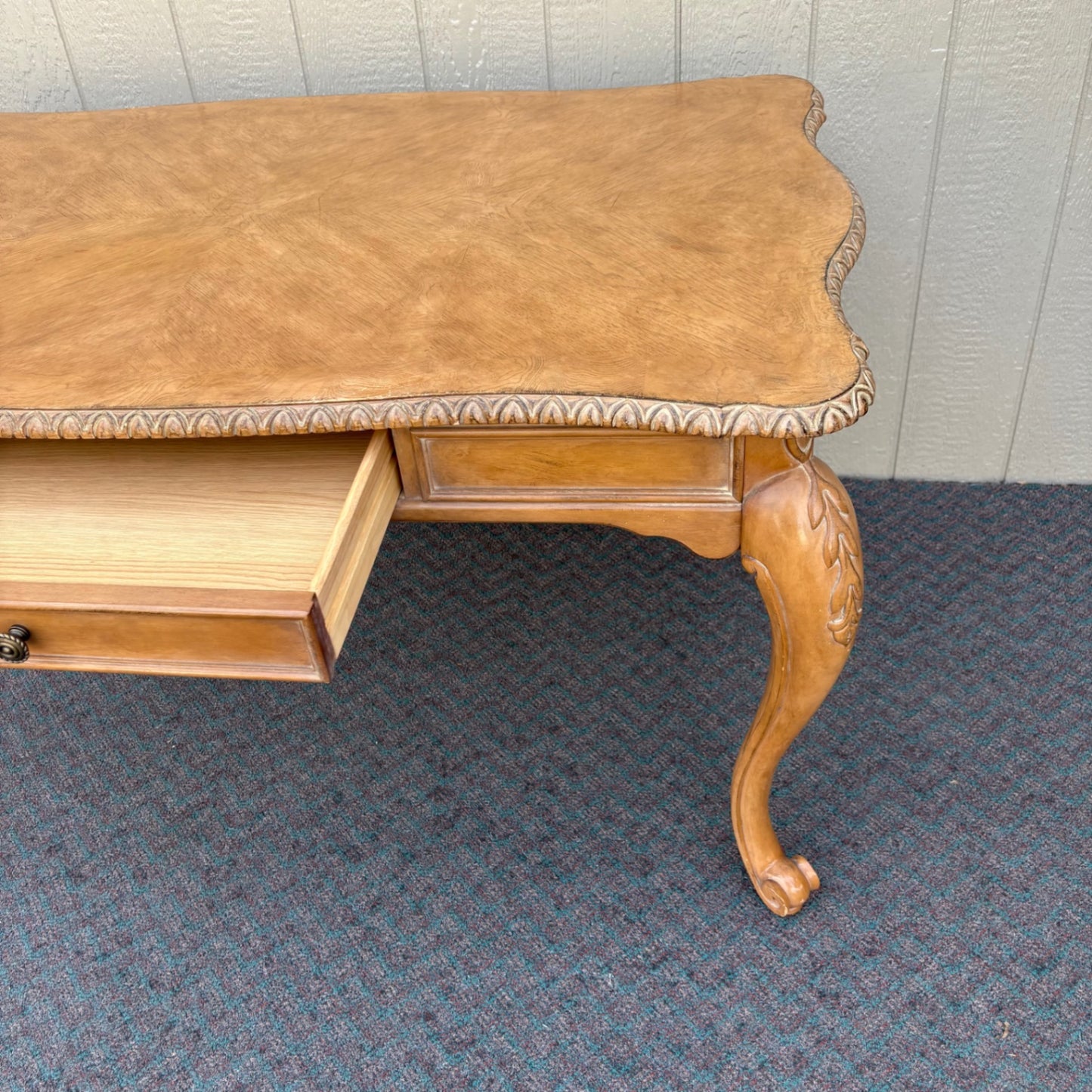 67857 Elegant French Provincial Writing Desk with Carved Details