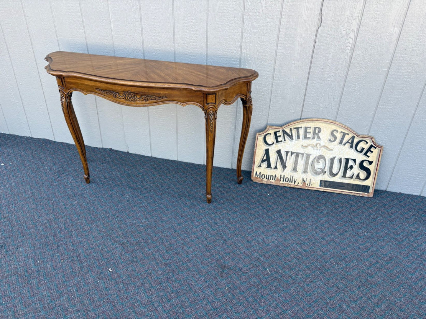 67427  Elegant French Country Console Table with Cabriole Legs