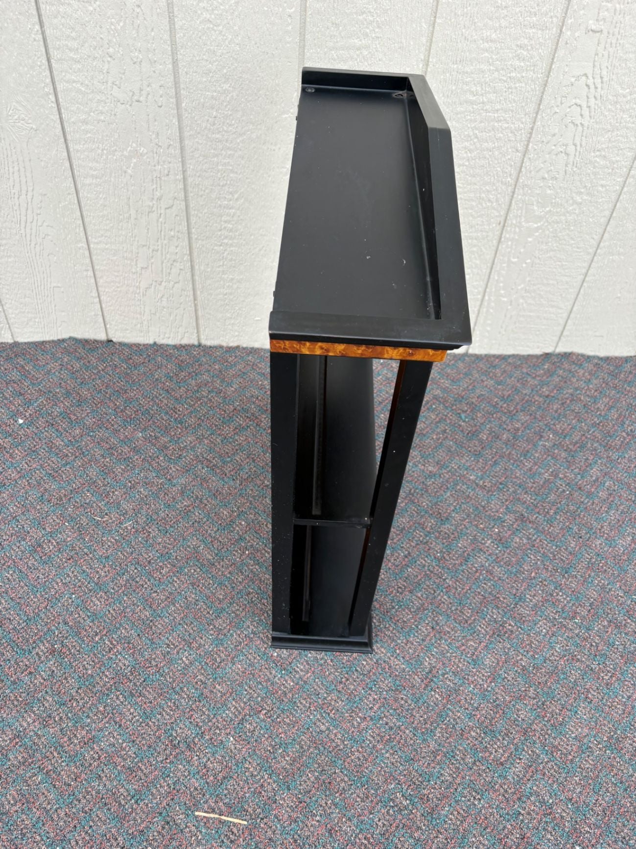 67420 Vintage Burled Wood Wall Shelf with Black Trim