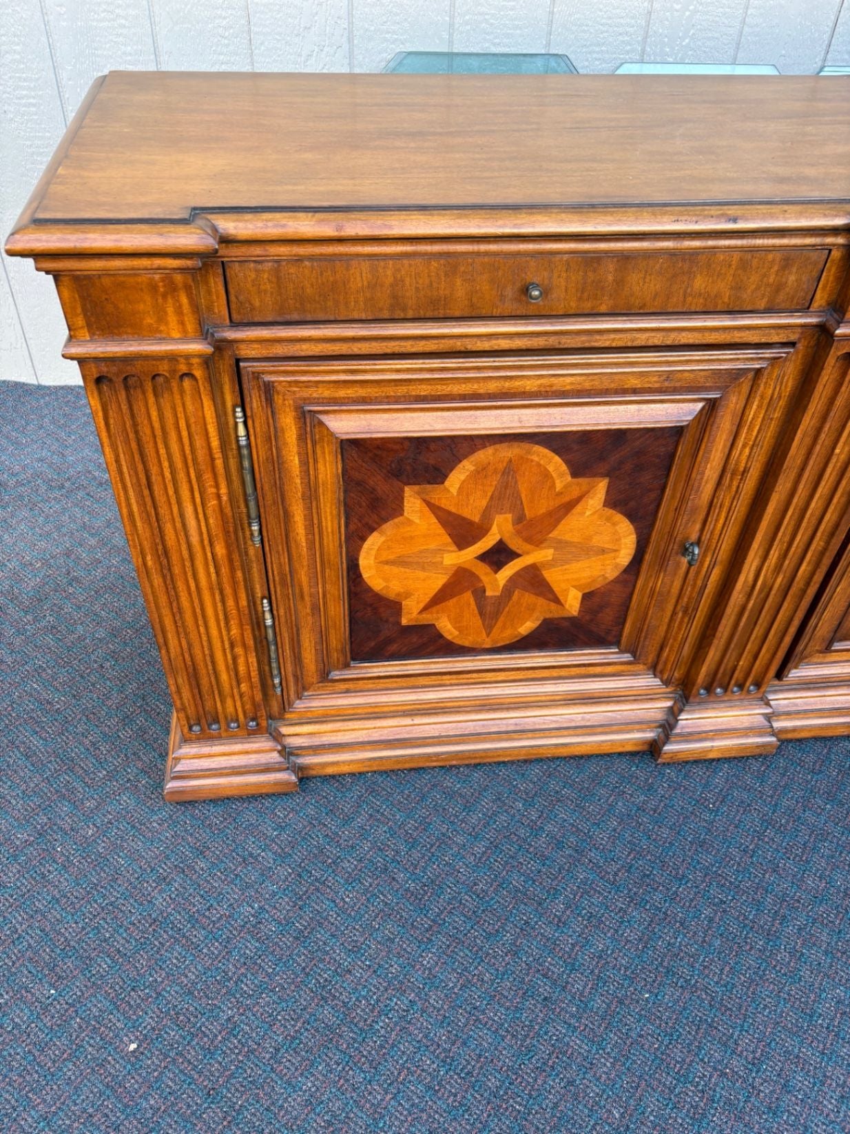 67471 Ethan Allen Marquetry Buffet with Star Inlay Design