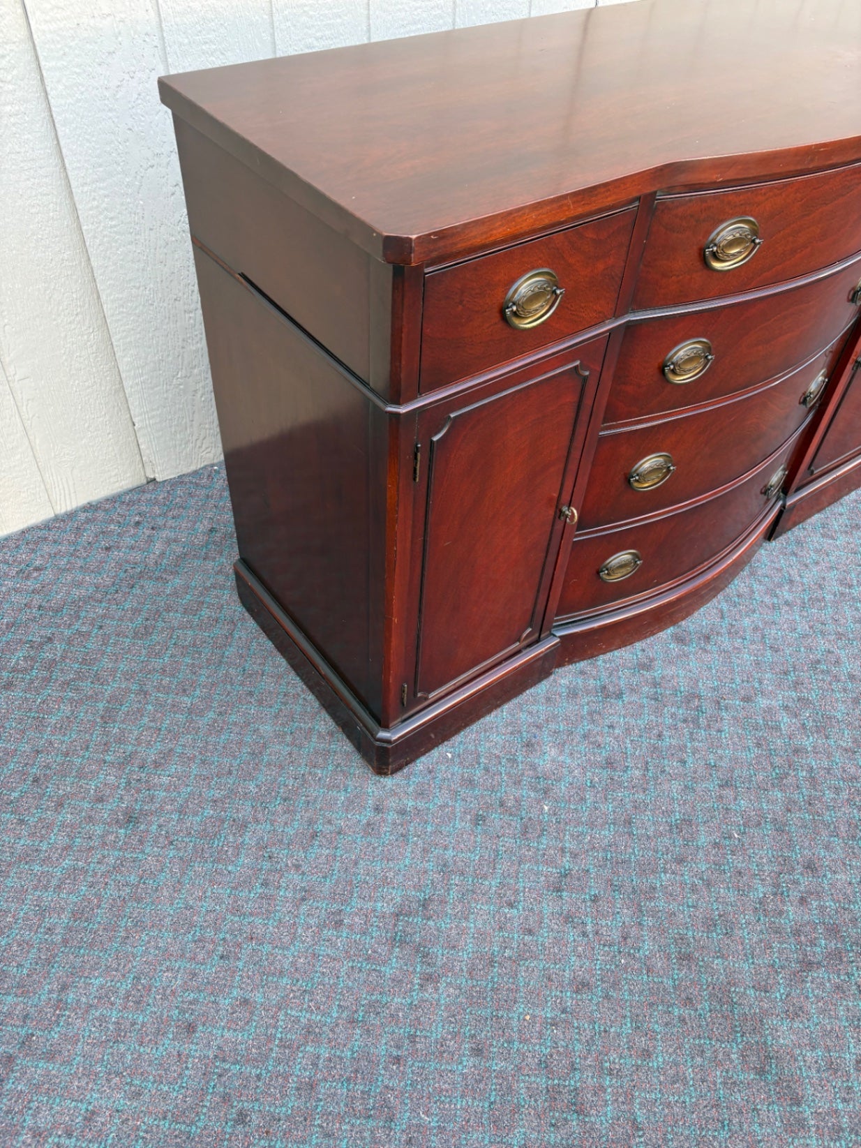 68072 Drexel Mahogany Bow Front Server with Brass Hardware