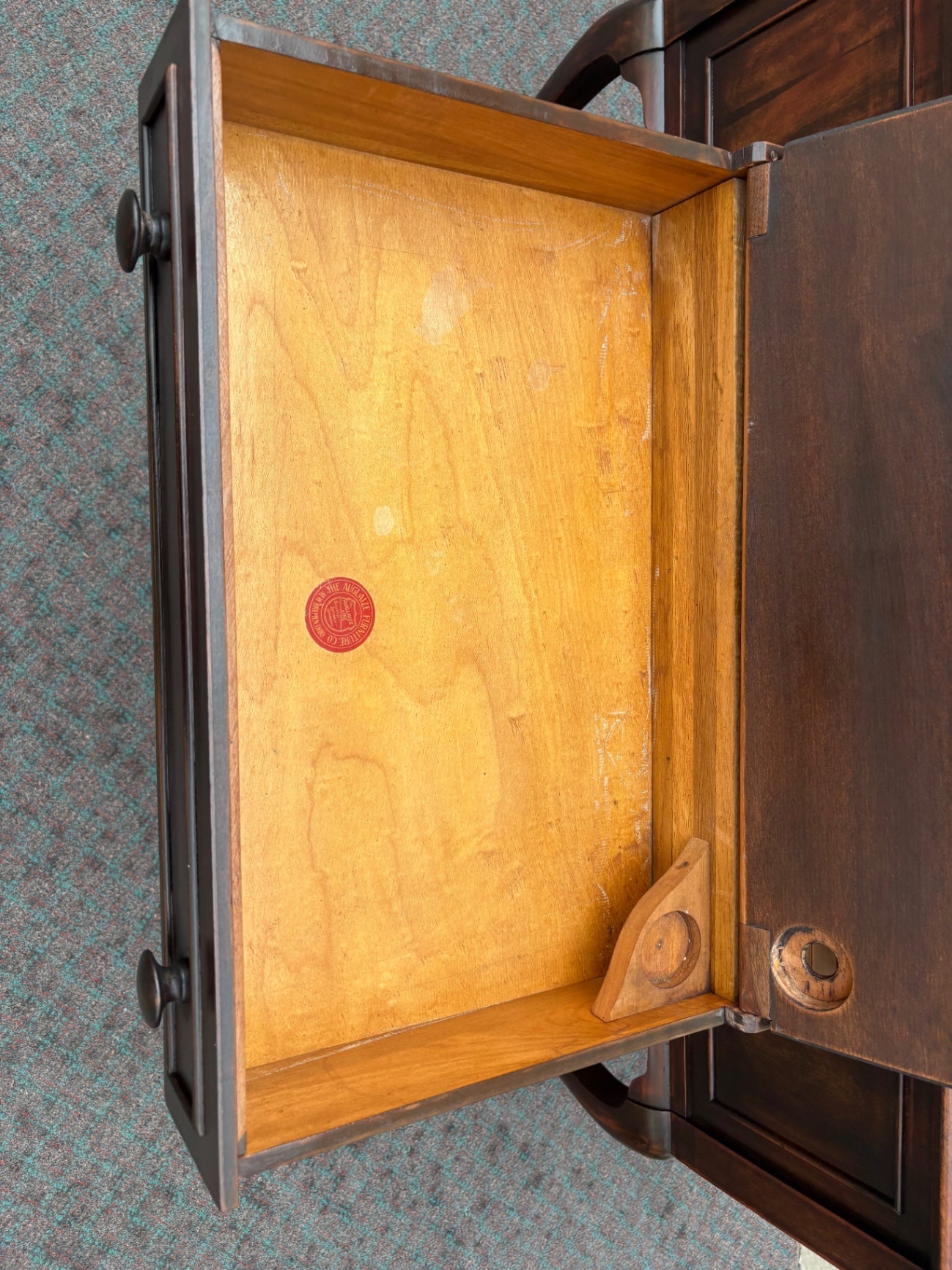 67994 RARE Vintage Auglaize Furniture Desk with Secret Side Panels, Mahogany