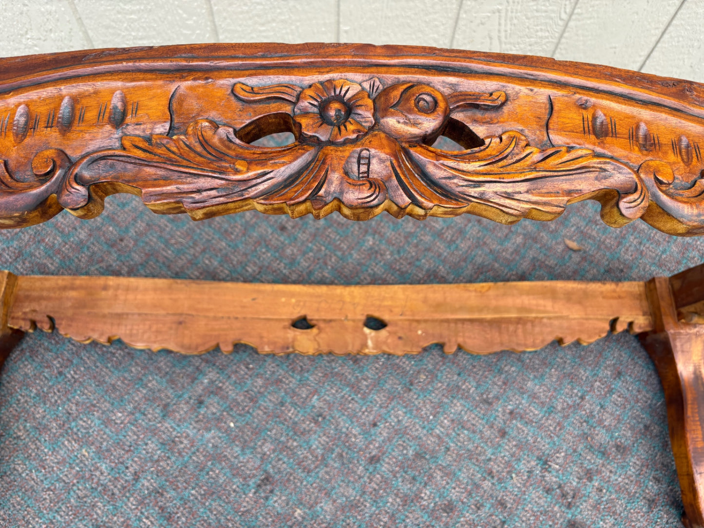 67904 Antique French Carved Coffee Table with Marble Top
