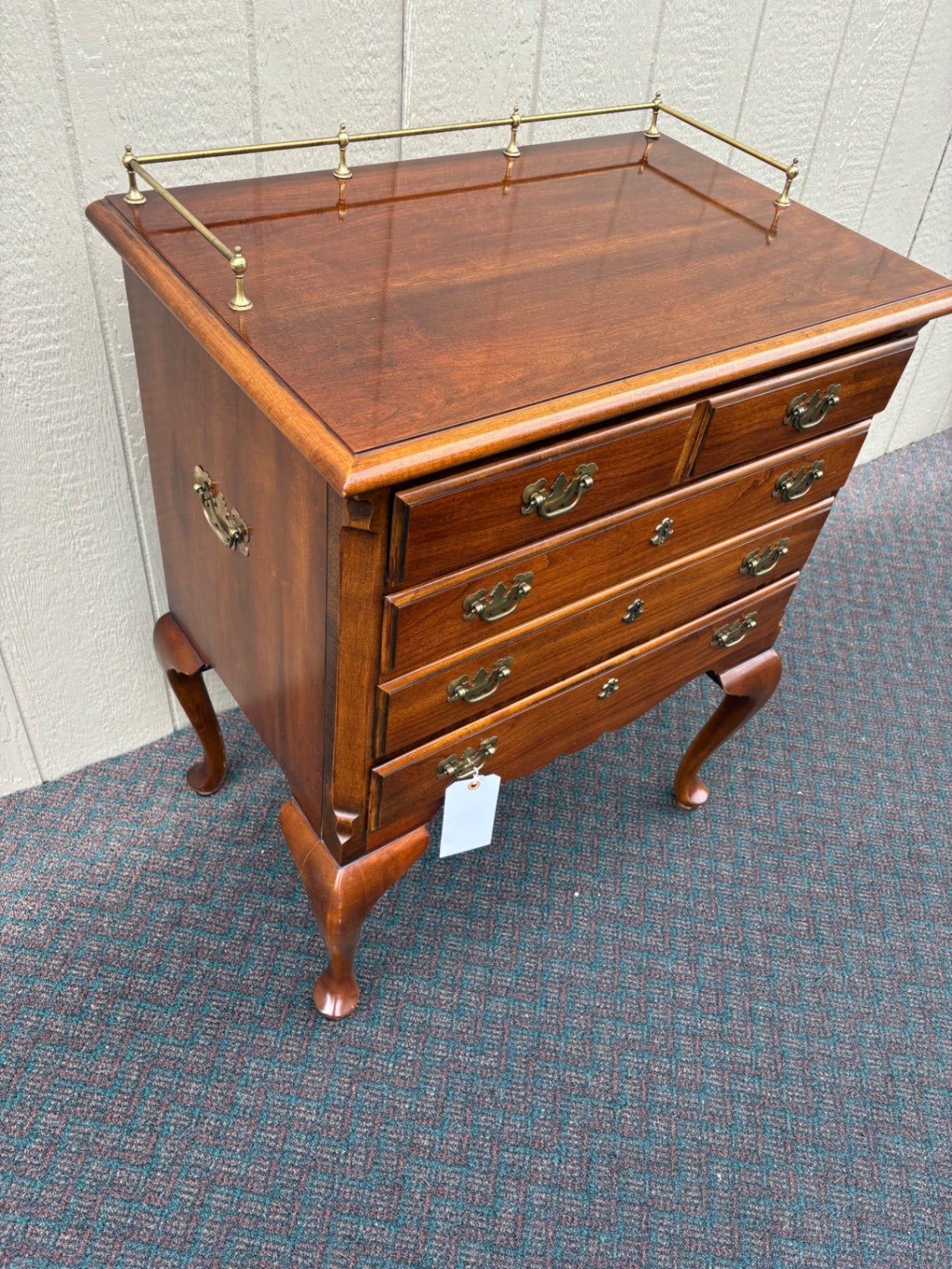 67821 Vintage Lane Queen Anne Style Cherry Wood Chest with Brass Gallery