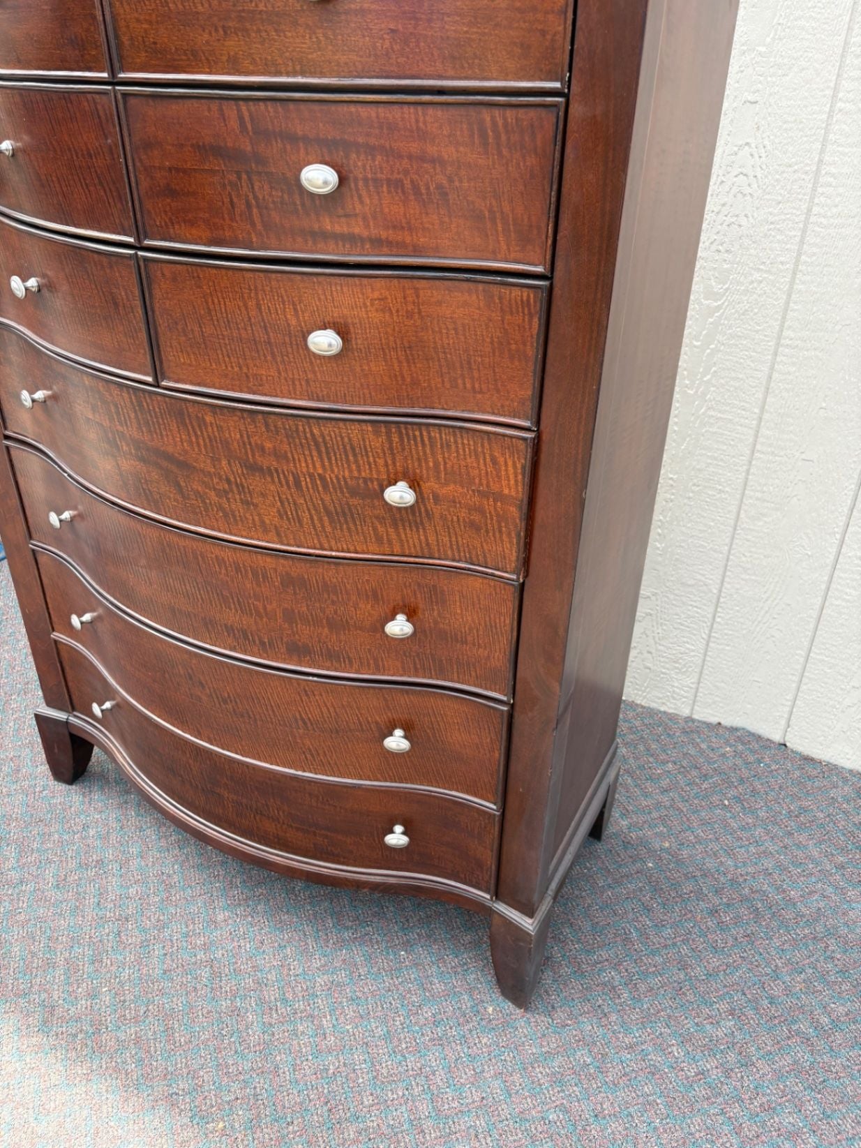 67599 Serpentine Front High Chest of Drawers, Mahogany Finish
