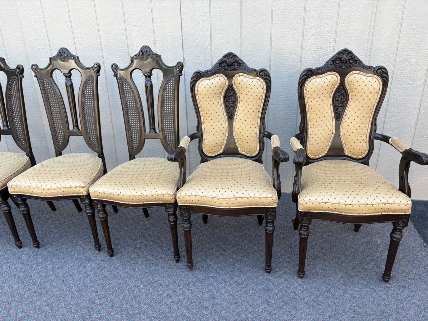 67853 Set of 6 Victorian Revival Dining Chairs with Carved Details