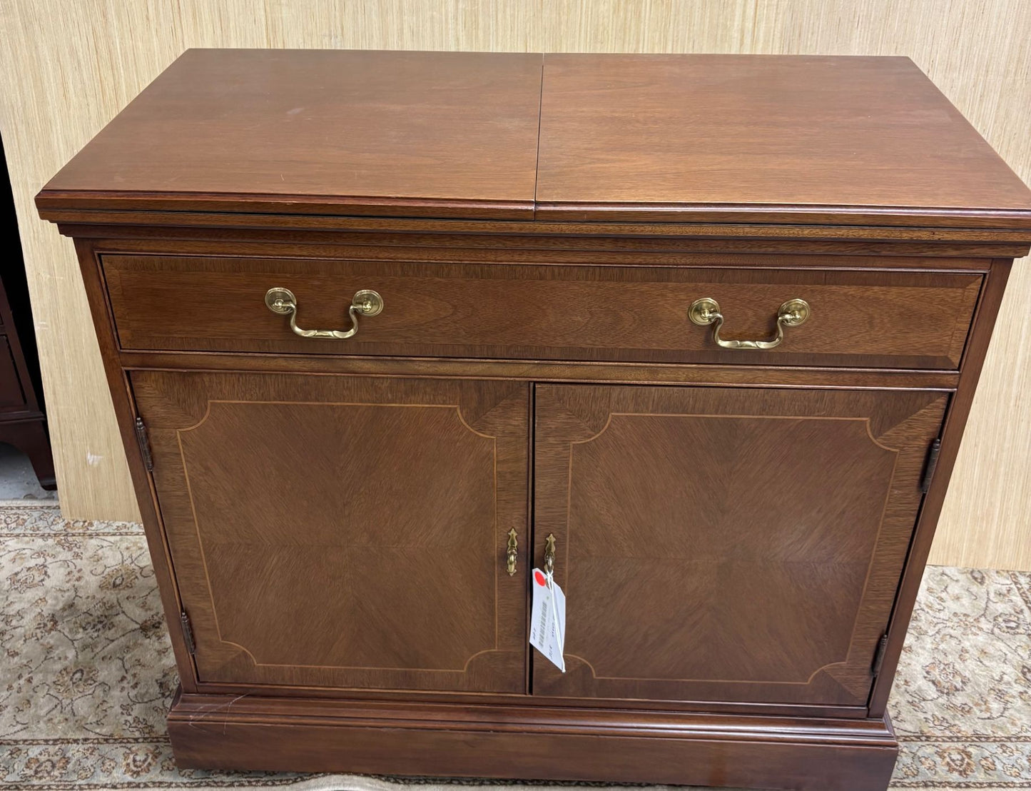 64128 Hickory chair Inlaid Bar Cart Server with Brass Hardware