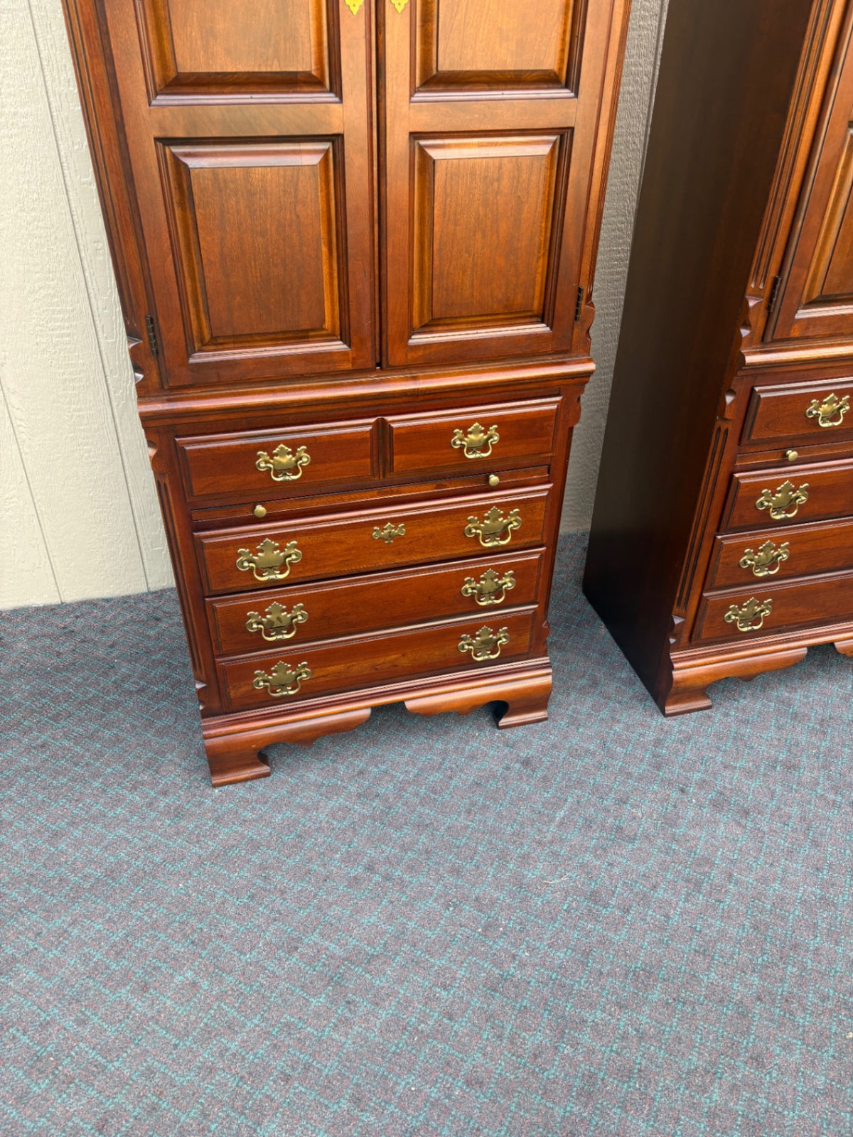 68215 Pair of Lexington Traditional Cherry Wood Bookcase Cabinets