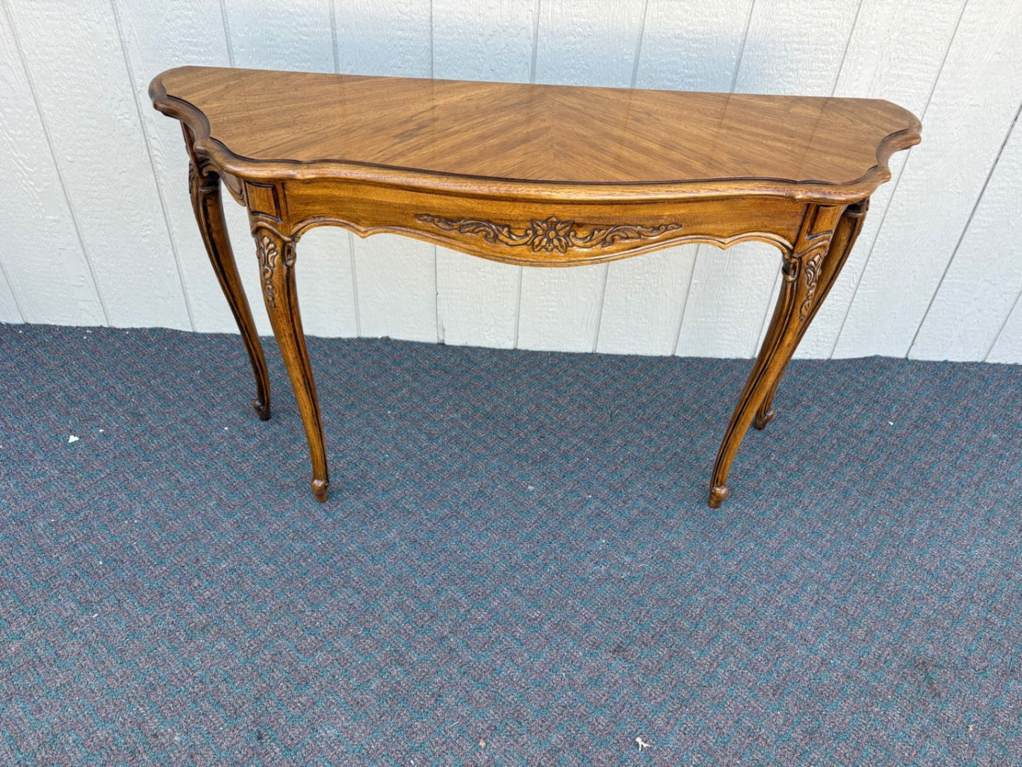 67427  Elegant French Country Console Table with Cabriole Legs