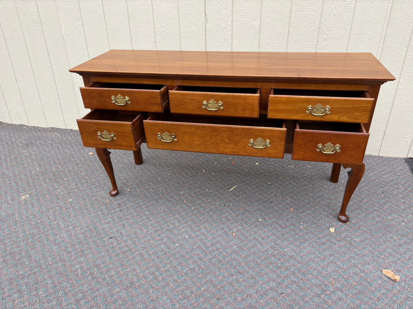 67759 Stickley Queen Anne Cherry Buffet with Brass Hardware