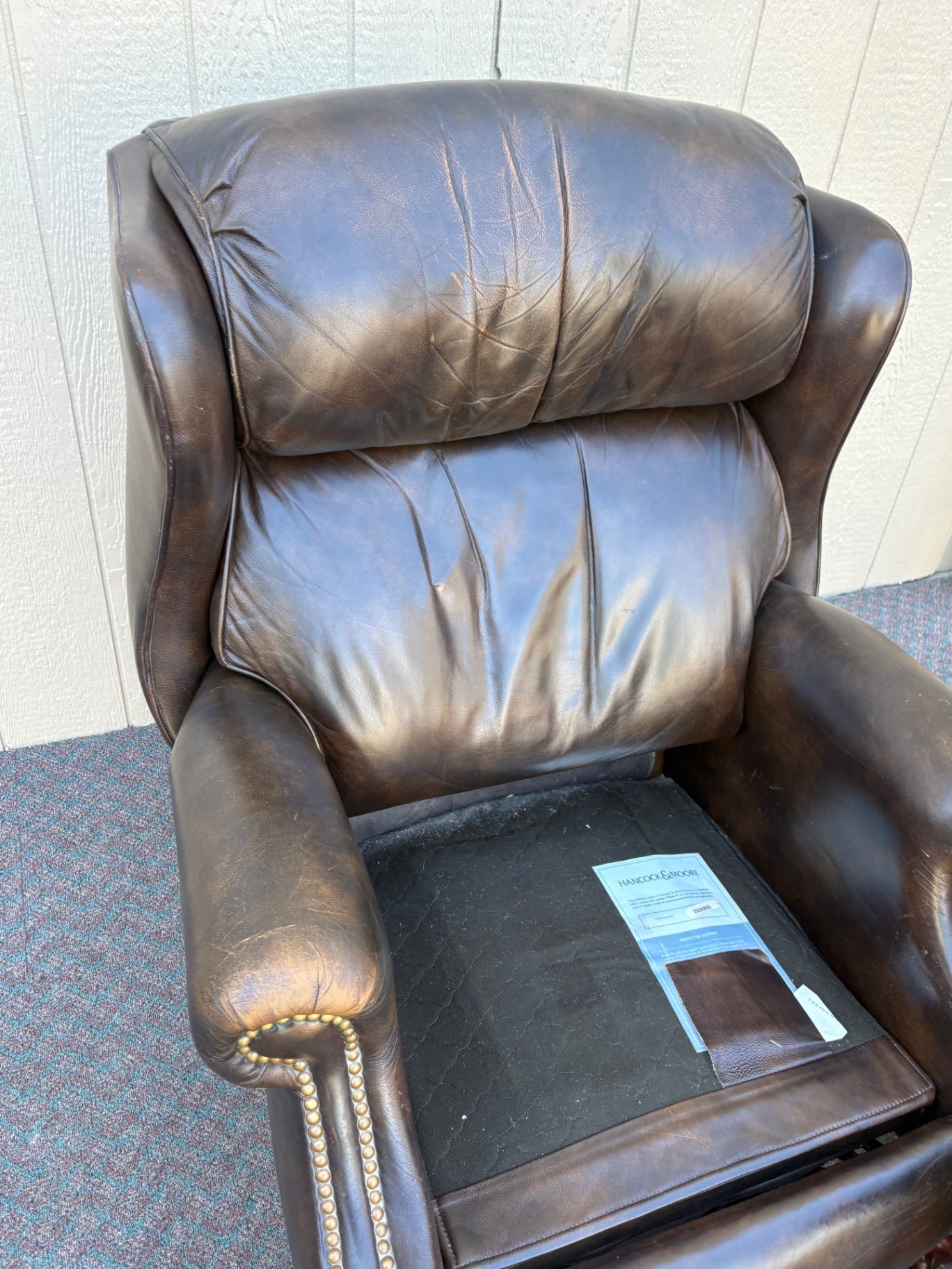 67848 Hancock and Moore Leather Recliner with Nailhead Trim