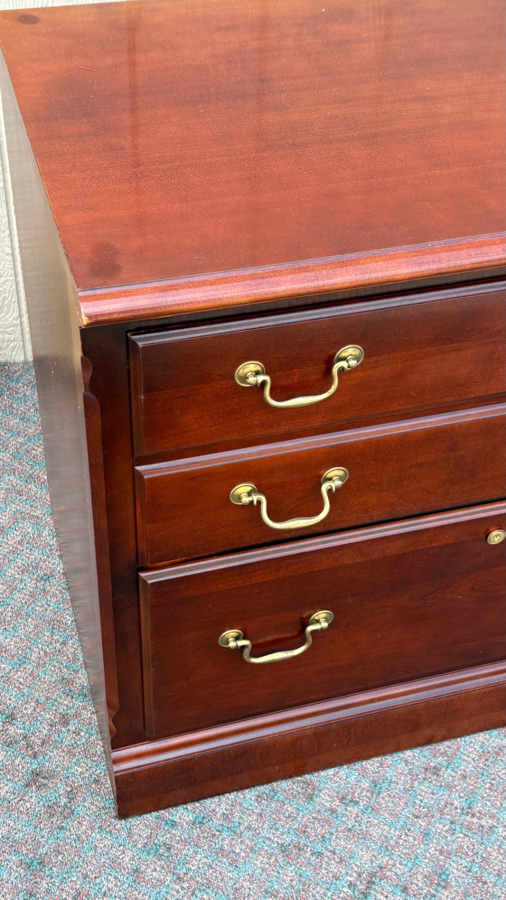 67835  Stanley Traditional Mahogany File Cabinet with Brass Hardware