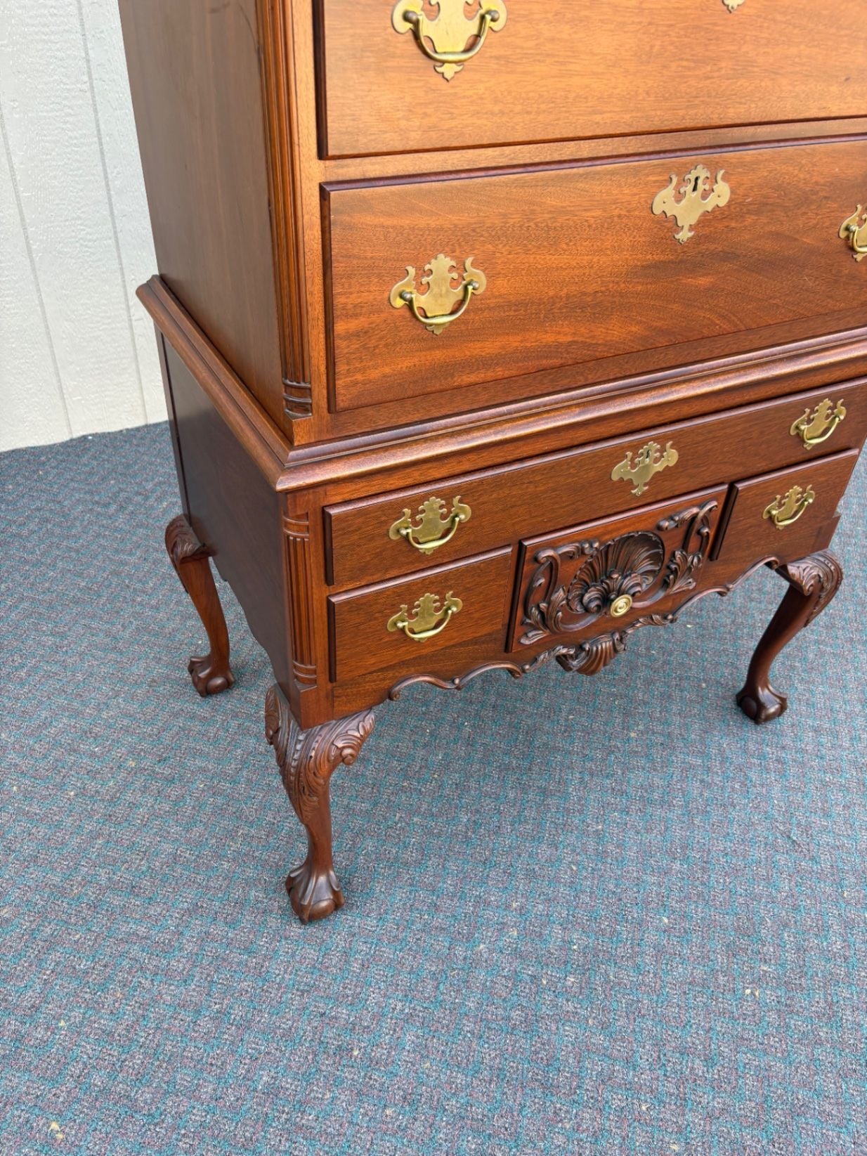 67648  FELDENKREIS Mahogany Chippendale Style Highboy Chest on Ball-and-Claw Feet