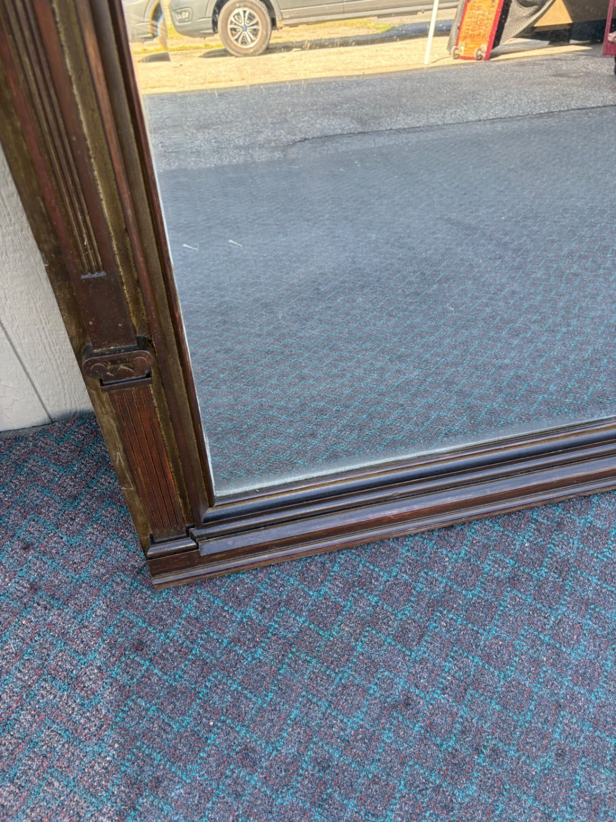 68138 Large Victorian Wall Mirror with Ornate Carved Wood Frame