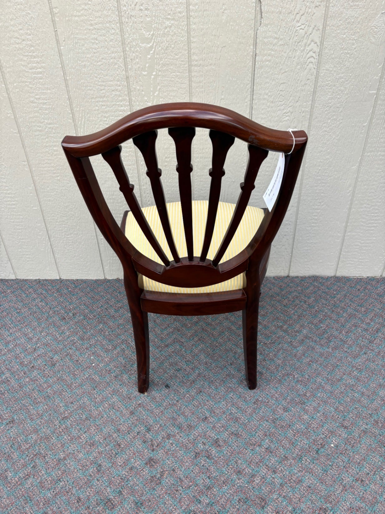 67640 Mahogany Shield Back Side Chair with Yellow Upholstery