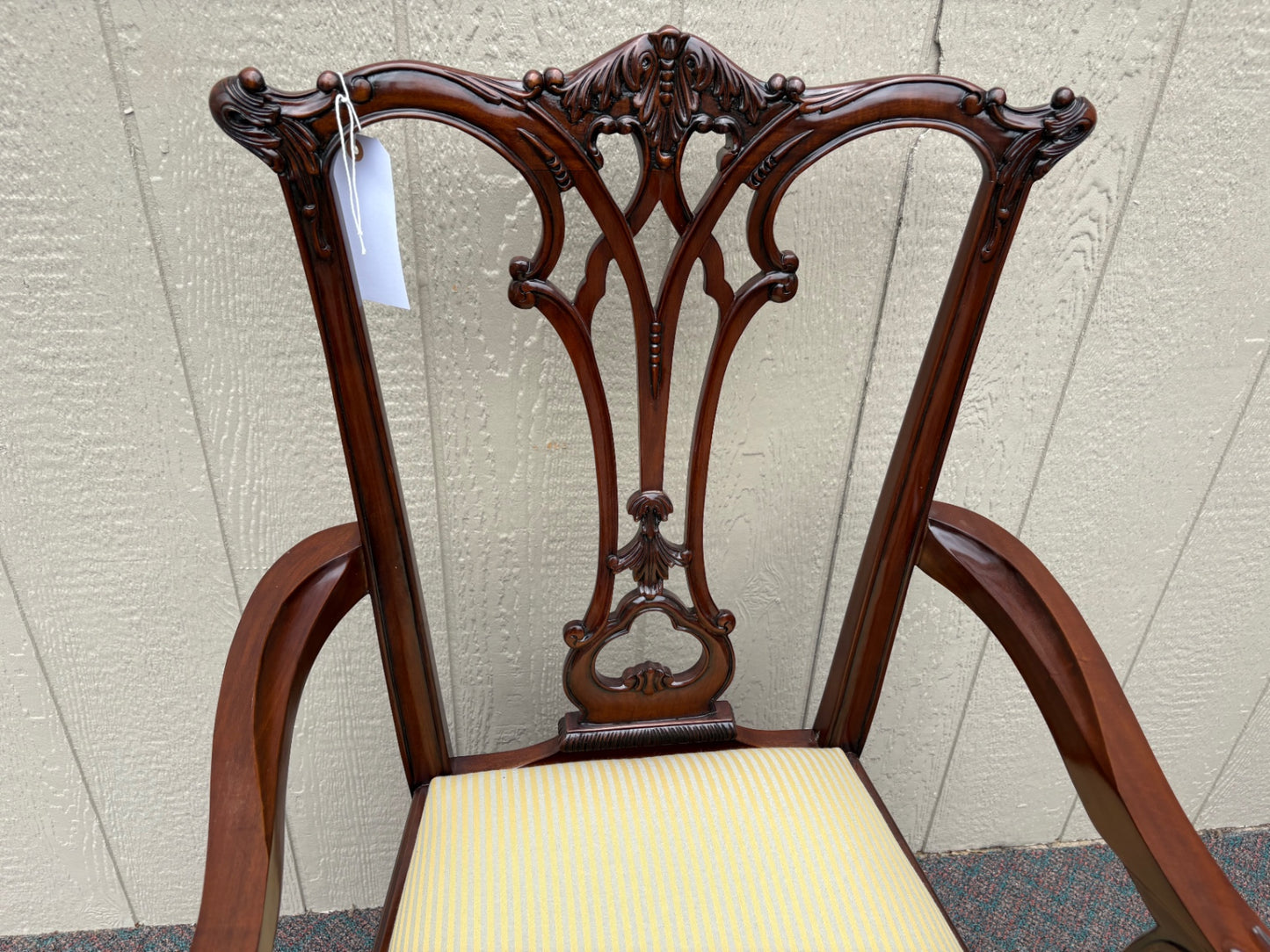 67637 Elegant Chippendale Style Mahogany Armchair with Carved Details