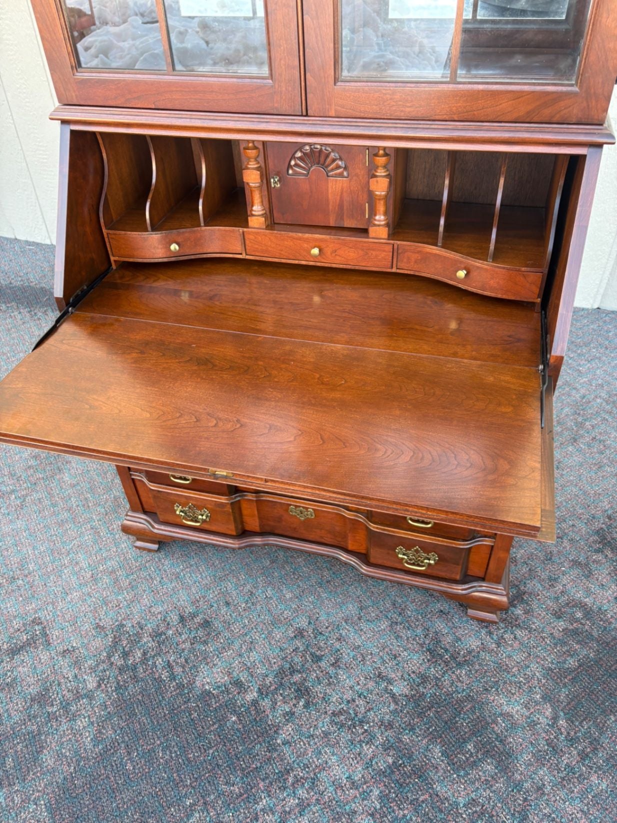 67438   Jasper Mahogany Secretary Desk with Glass Hutch