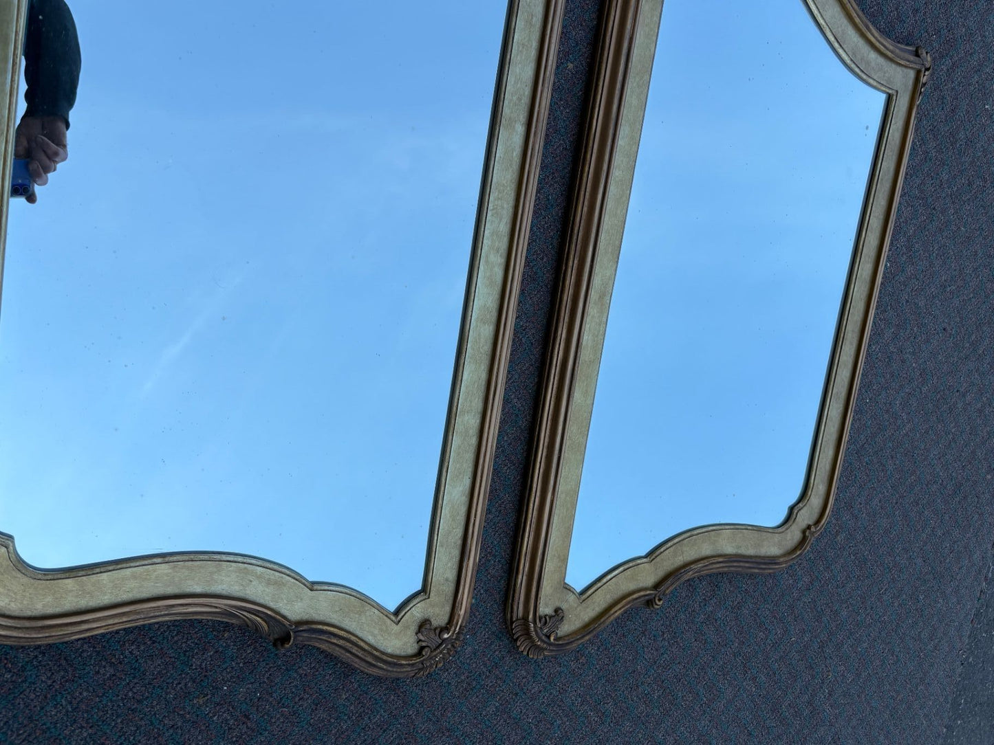 66850 Pair of Vintage Gold Gilt Wall Mirrors with Ornate Frames