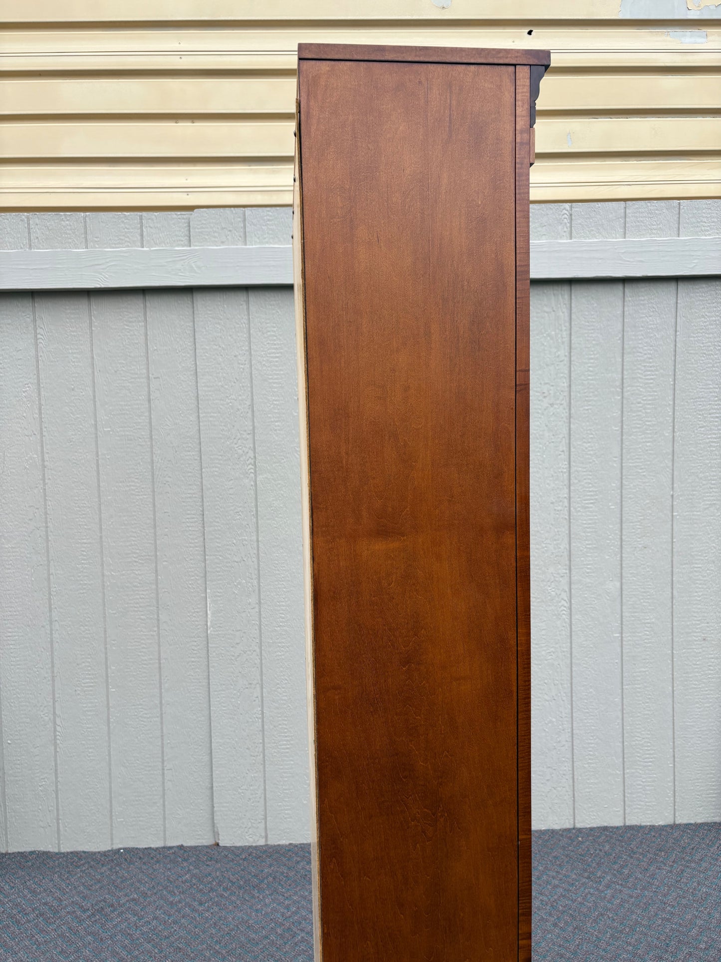 67735 Elegant Maple Bookcase with Decorative Trim and Five Shelves