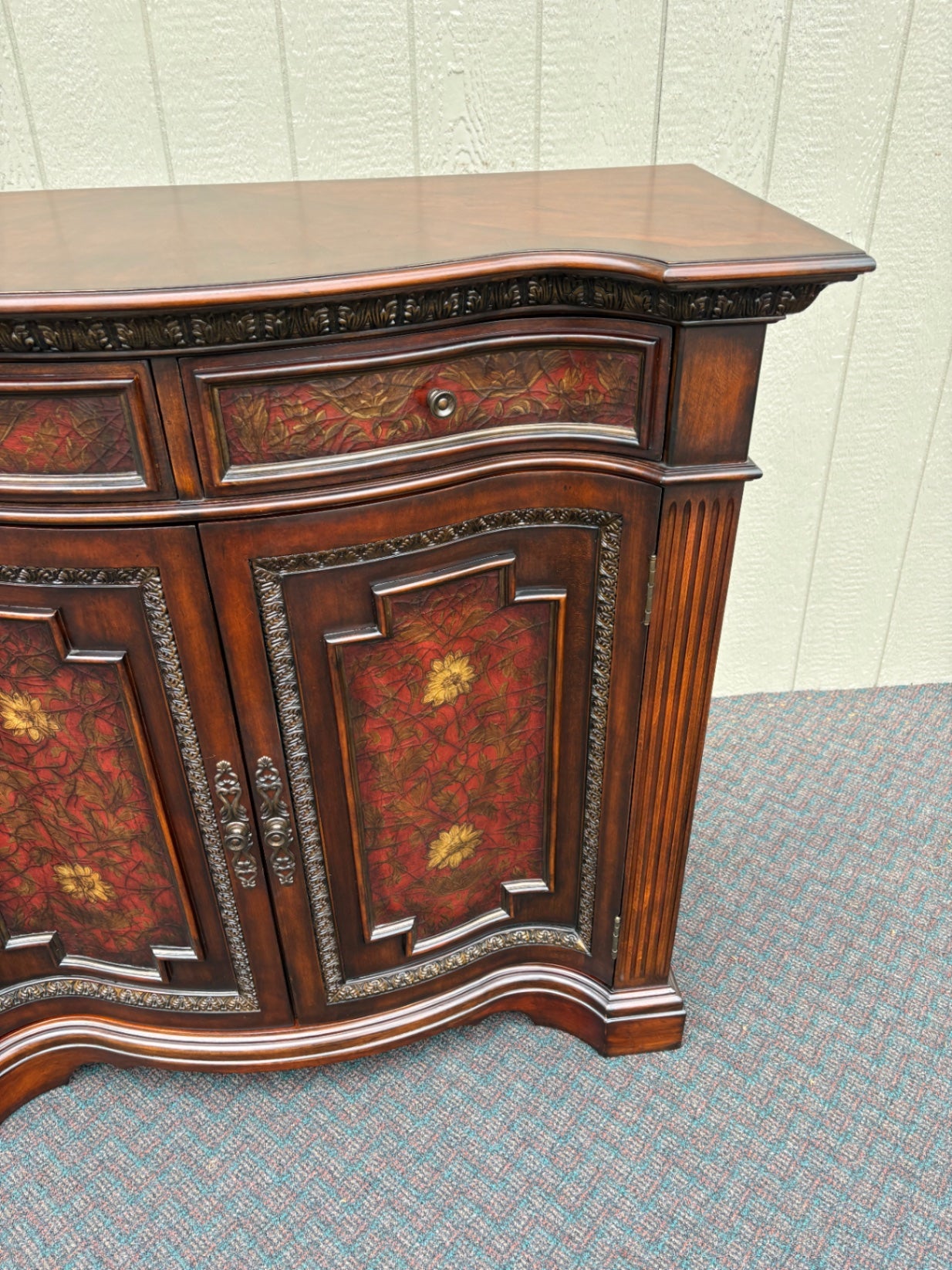 67704 Elegant Traditional Wood Storage Cabinet with Decorative Panels