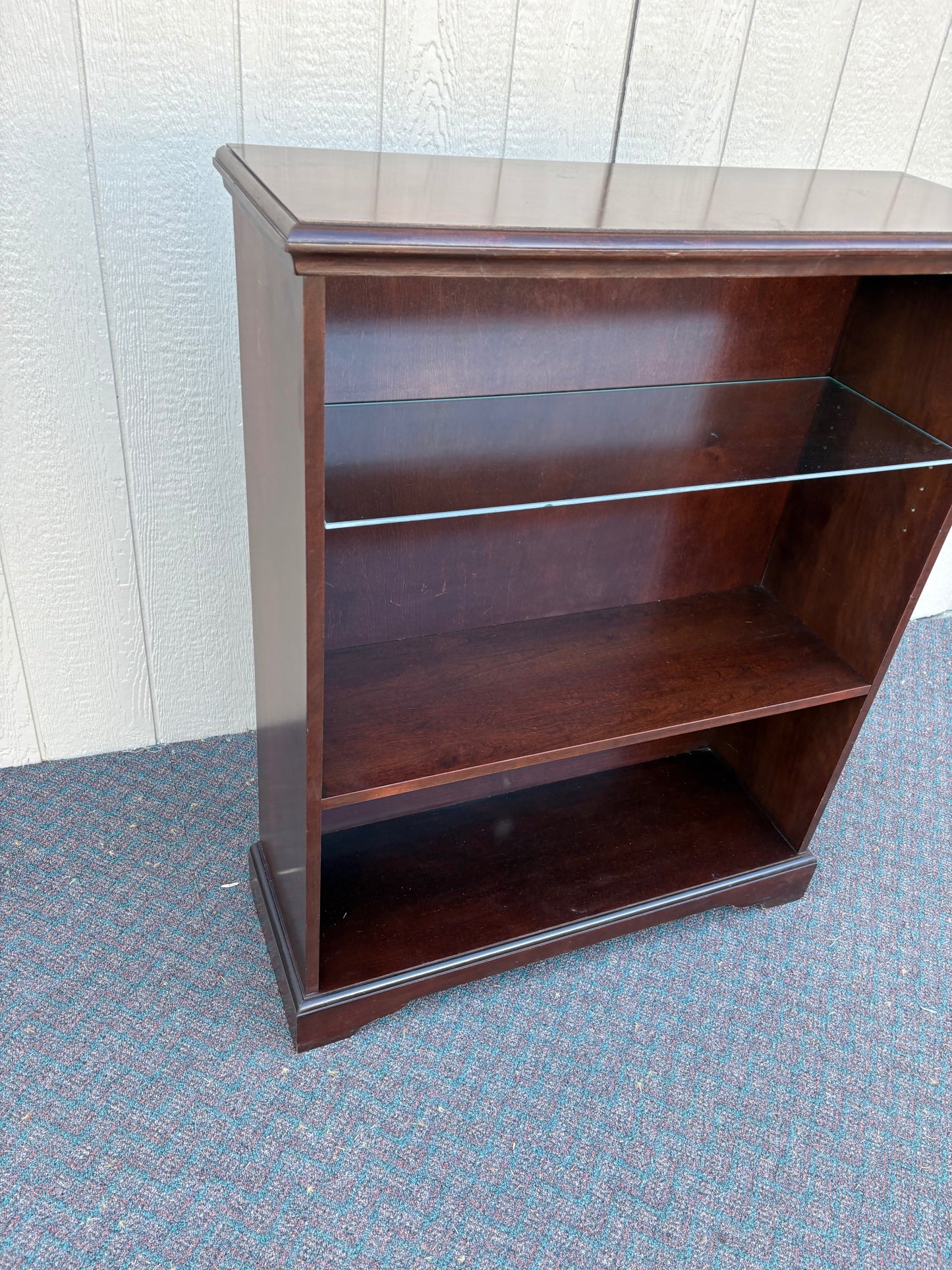 67532 Bombay Mahogany Bookcase with Glass Shelf, 1990s